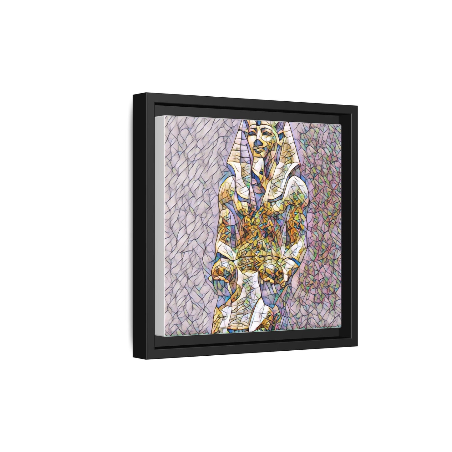 Framed Abstract Pharaoh Matte Canvas Wall Art — Multicolor Egyptian Statue Print