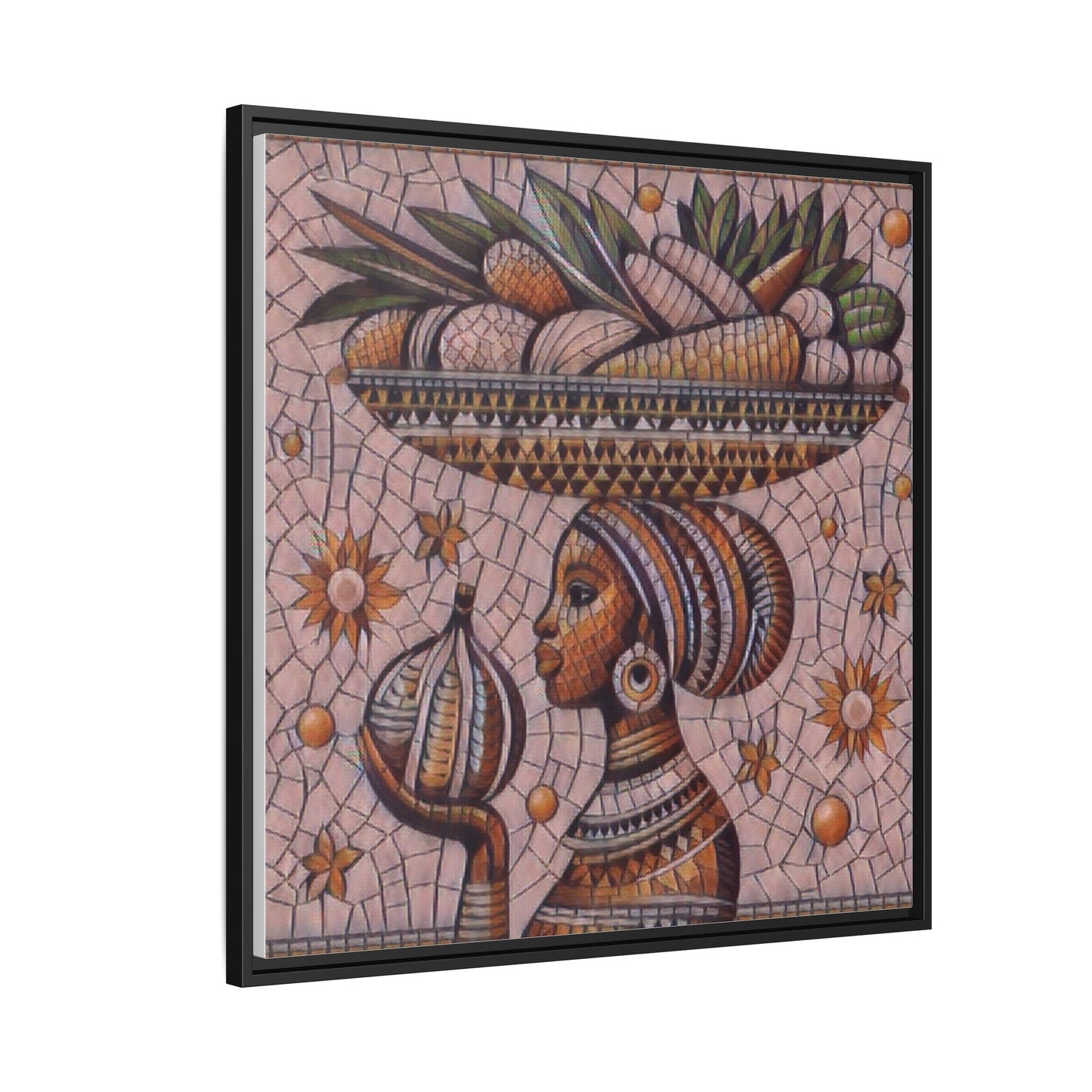 Egyptian Mosaic Goddess Matte Framed Canvas Wall Art