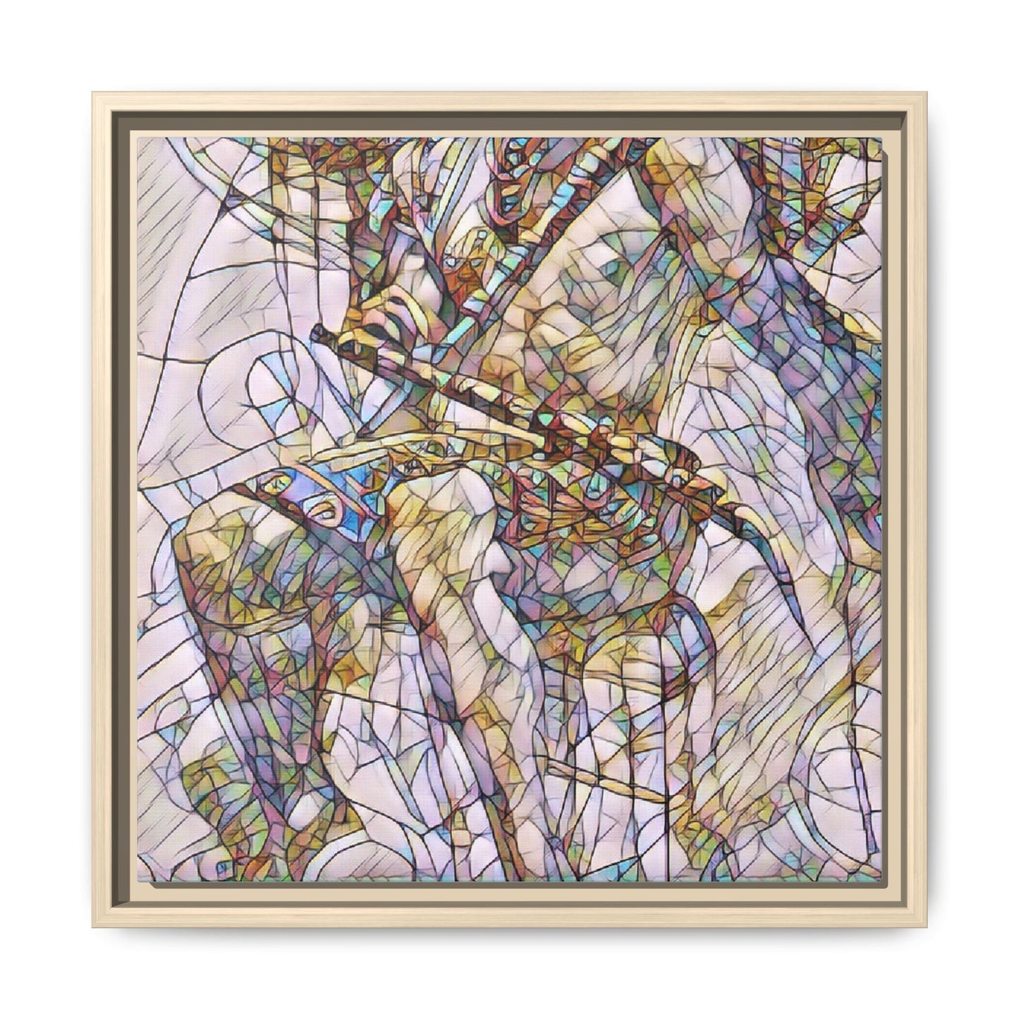 Framed Abstract Musician Canvas Art — Multi‑Color Jazz Saxophone Print