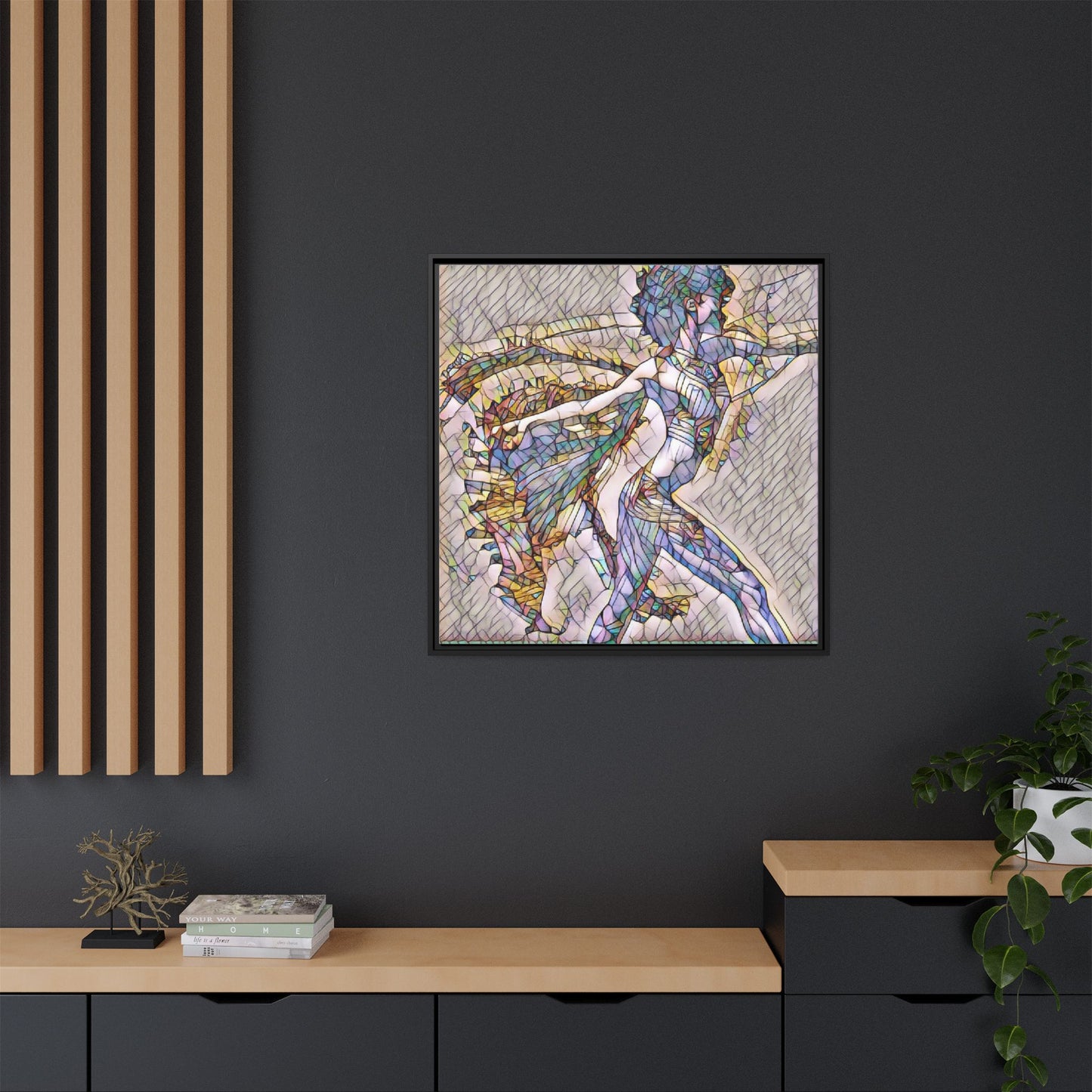 Abstract Stained-Glass Dancer Framed Canvas Art