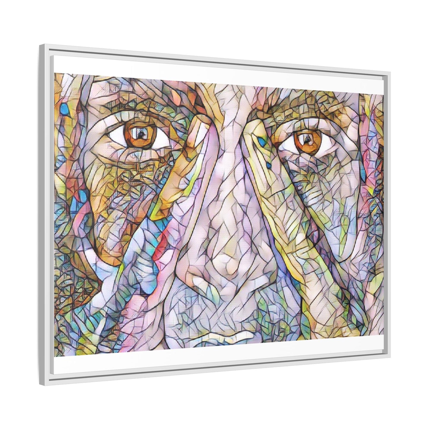 Abstract Stained-Glass Face Matte Canvas Framed Wall Art