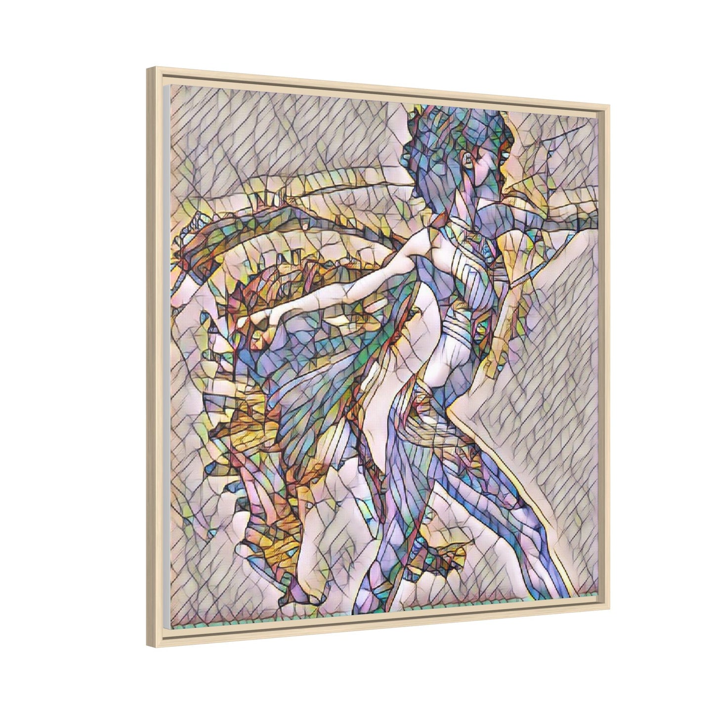 Abstract Stained-Glass Dancer Framed Canvas Art