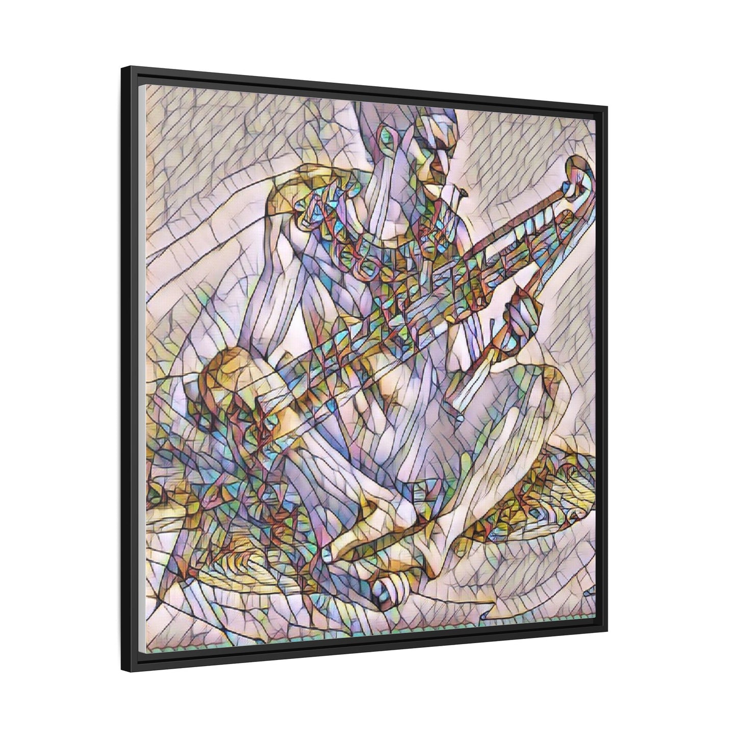 Framed Abstract Musician Canvas Art — Multicolor Modern Wall Decor