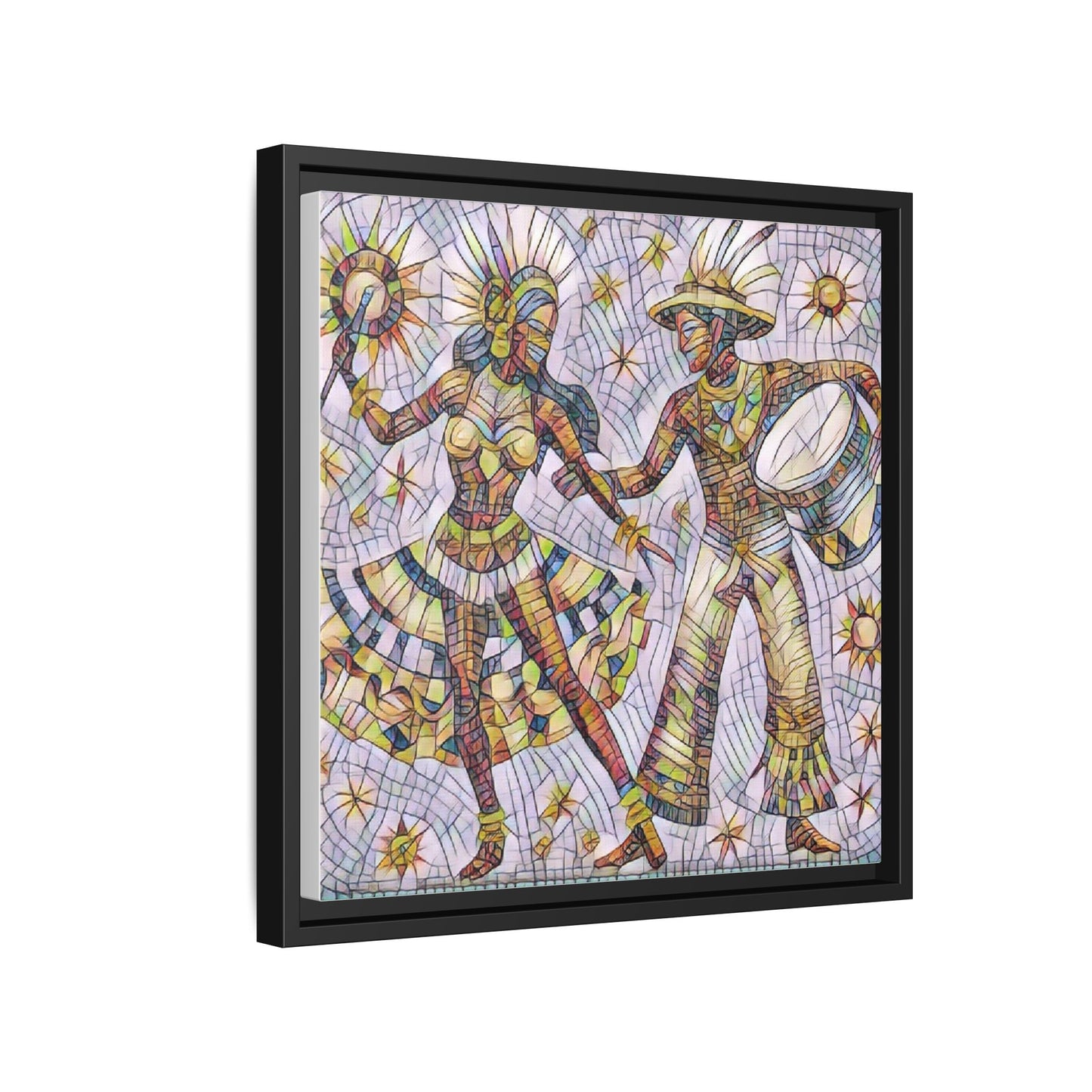 Carnival Dancers Framed Canvas Art — Colorful Samba Rhythm Wall Decor