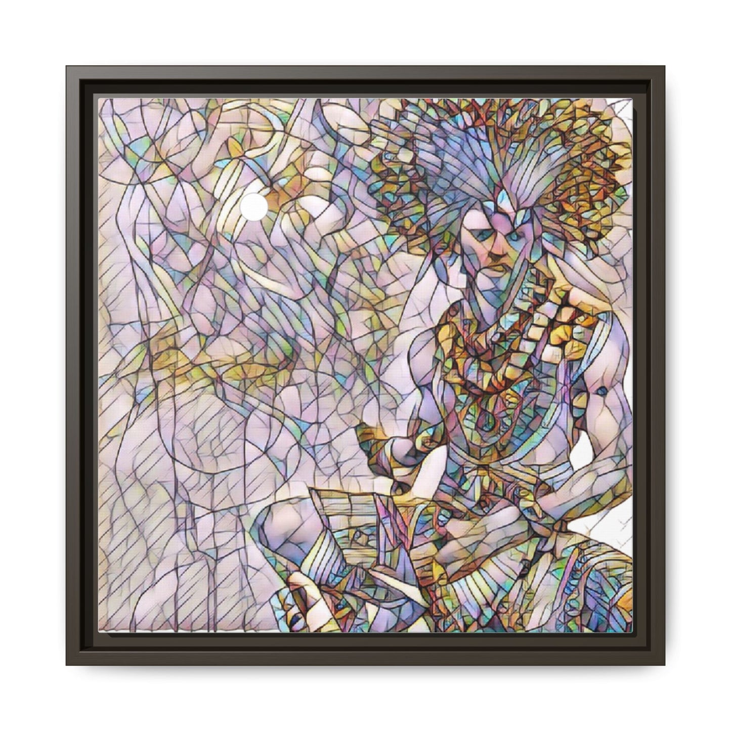 Framed Matte Canvas Art — Colorful Tribal Warrior Illustration