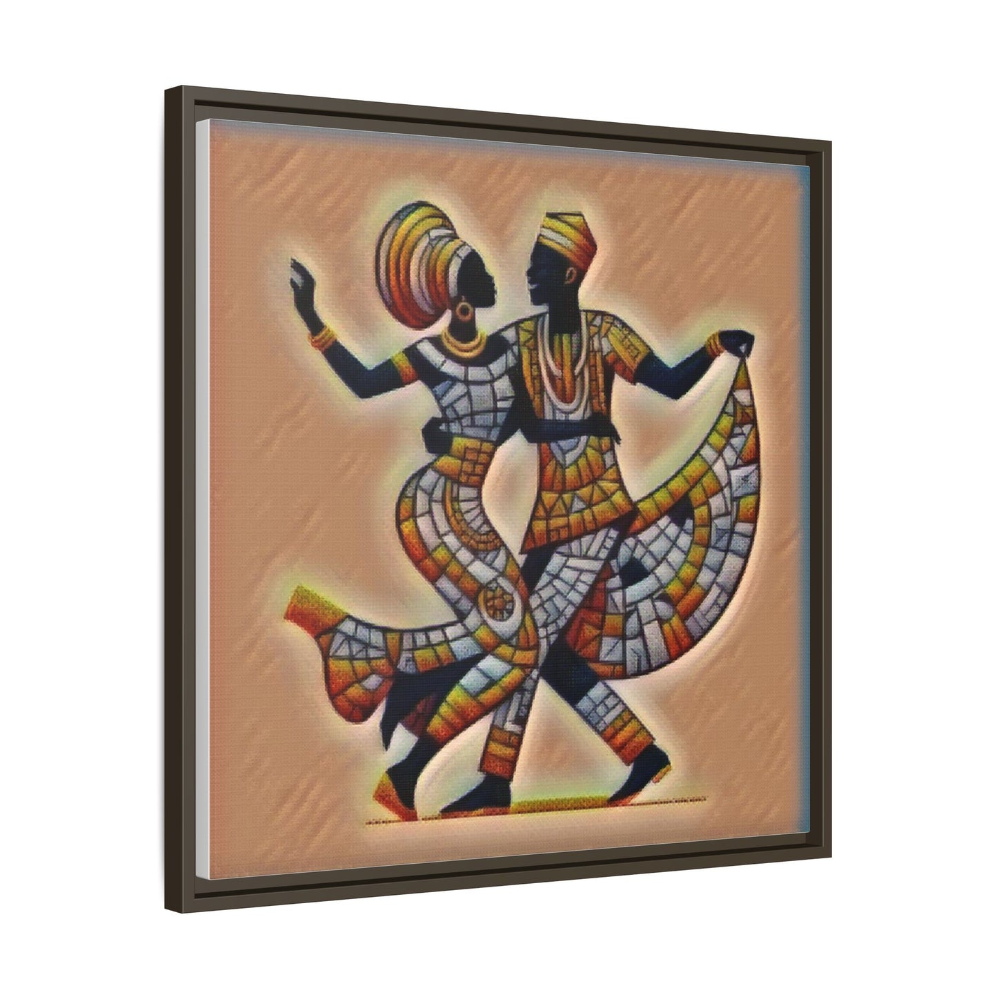 Framed African Dance Mosaic Art Print — Matte Canvas Wall Decor