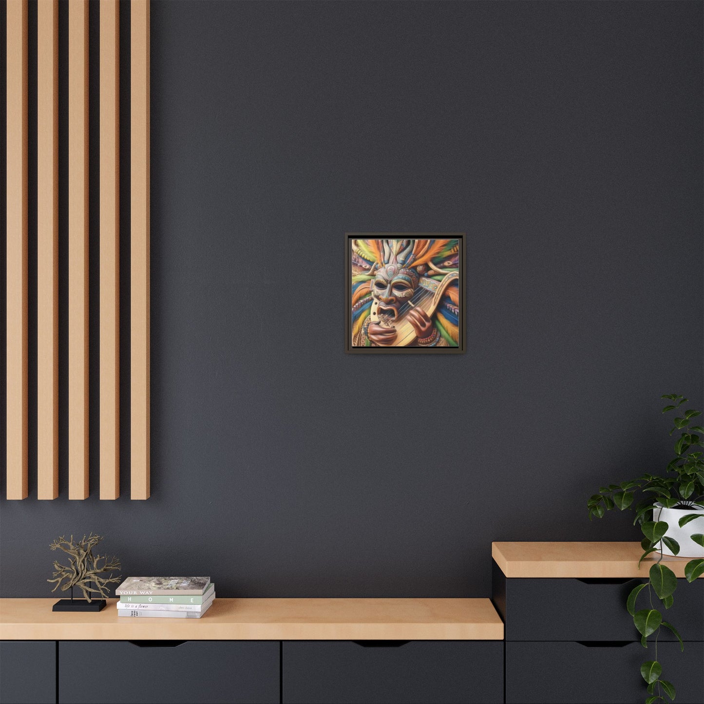 Colorful Tribal Mask Canvas — Framed Matte Wall Art