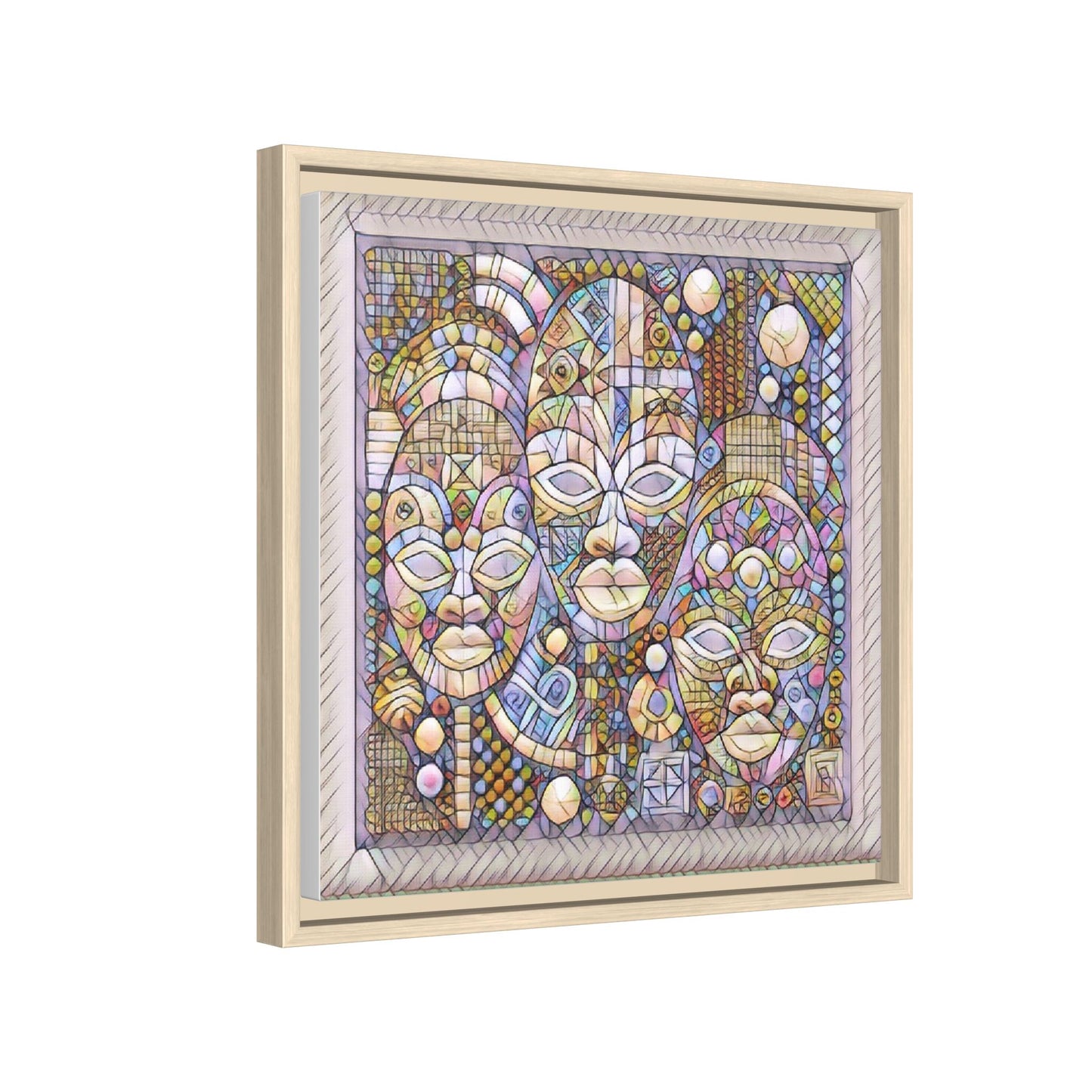 Abstract African Mask Art — Framed Matte Canvas Wall Art