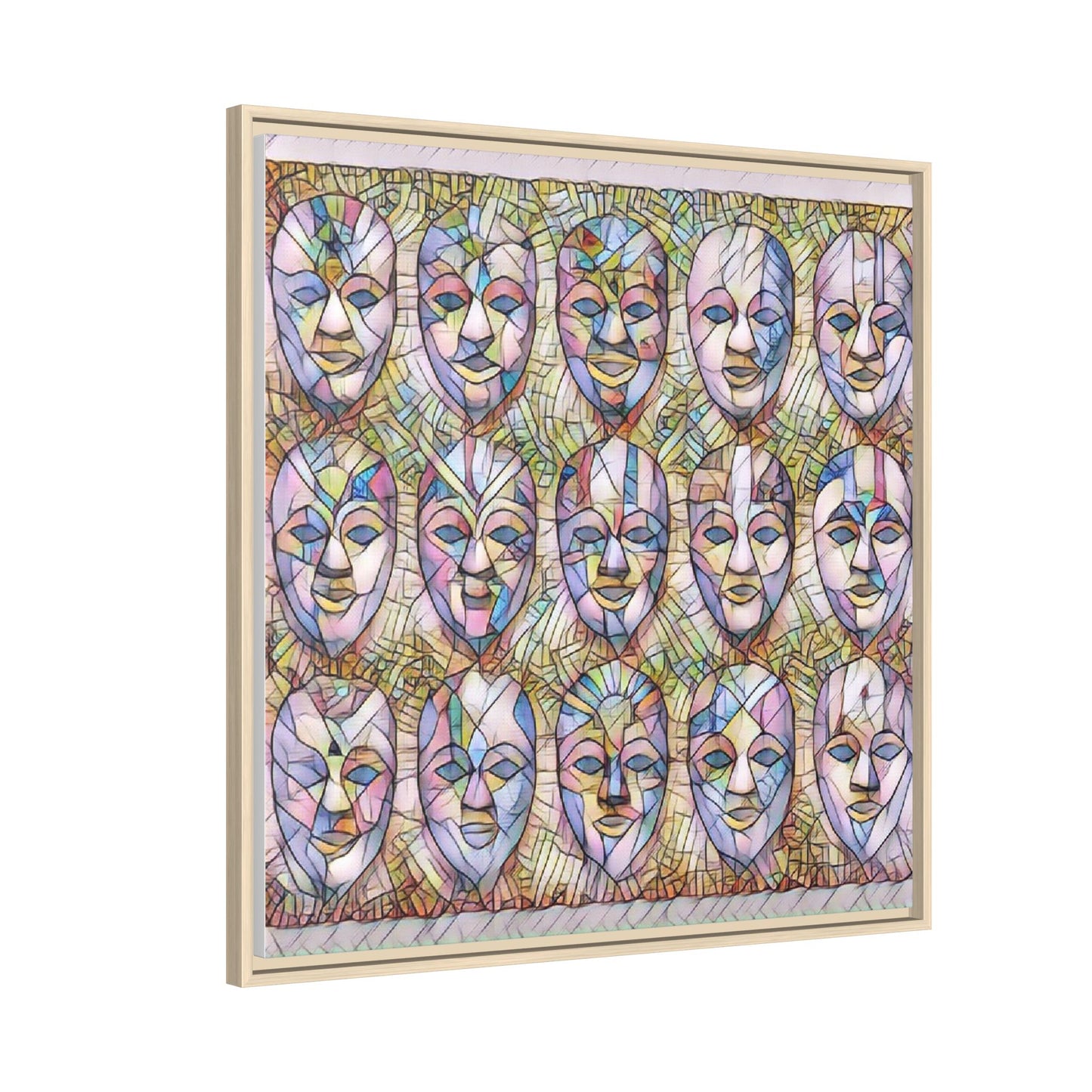 Abstract Mask Art Matte Canvas Print — Framed Multicolor Wall Art
