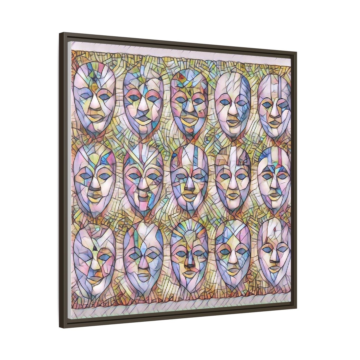 Abstract Mask Art Matte Canvas Print — Framed Multicolor Wall Art