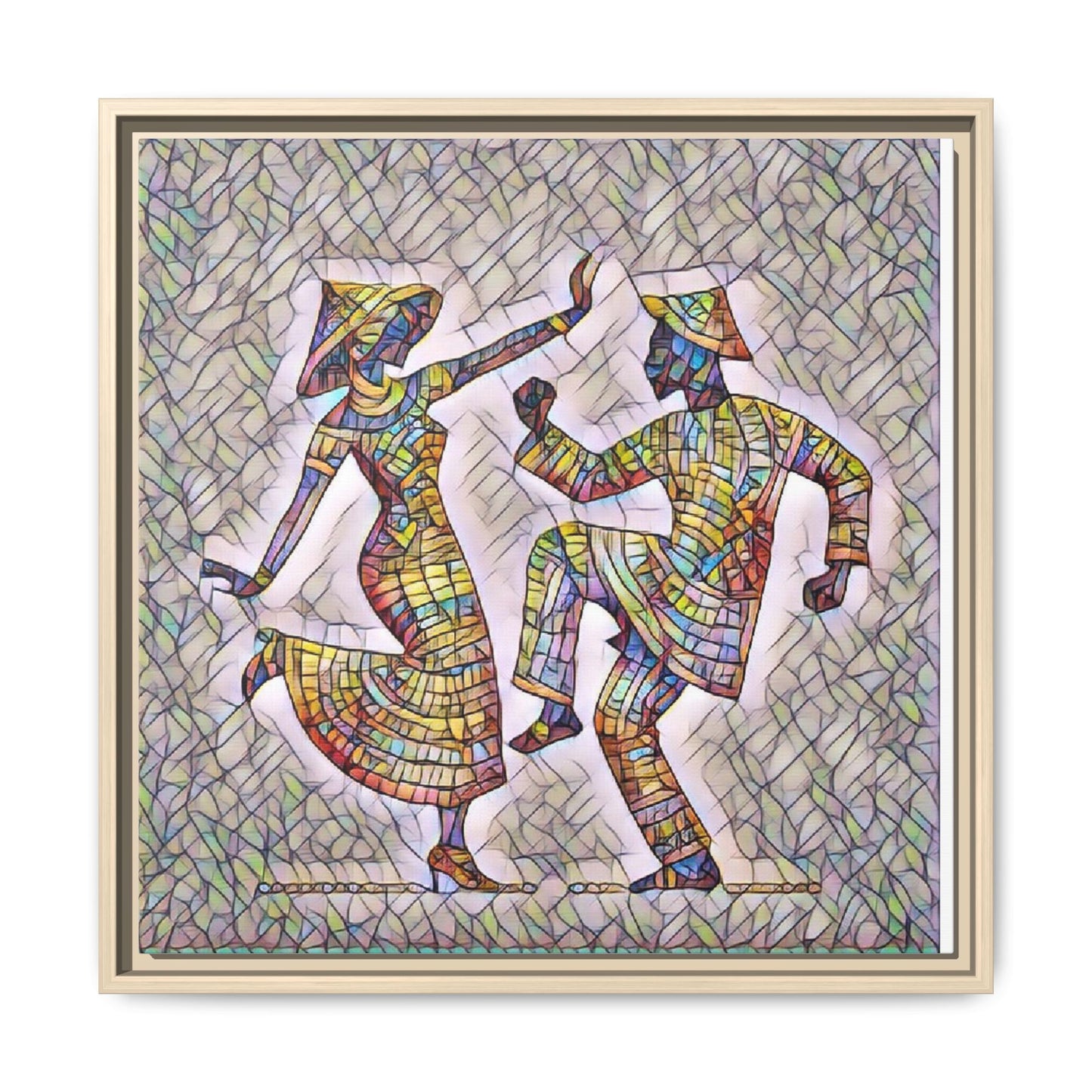 Colorful Folk Dance Matte Canvas Print (Framed)