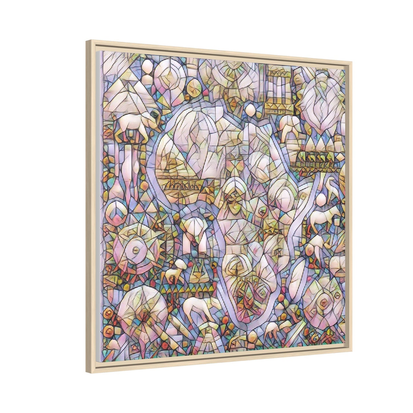 Abstract Stained-Glass Style Framed Canvas Print