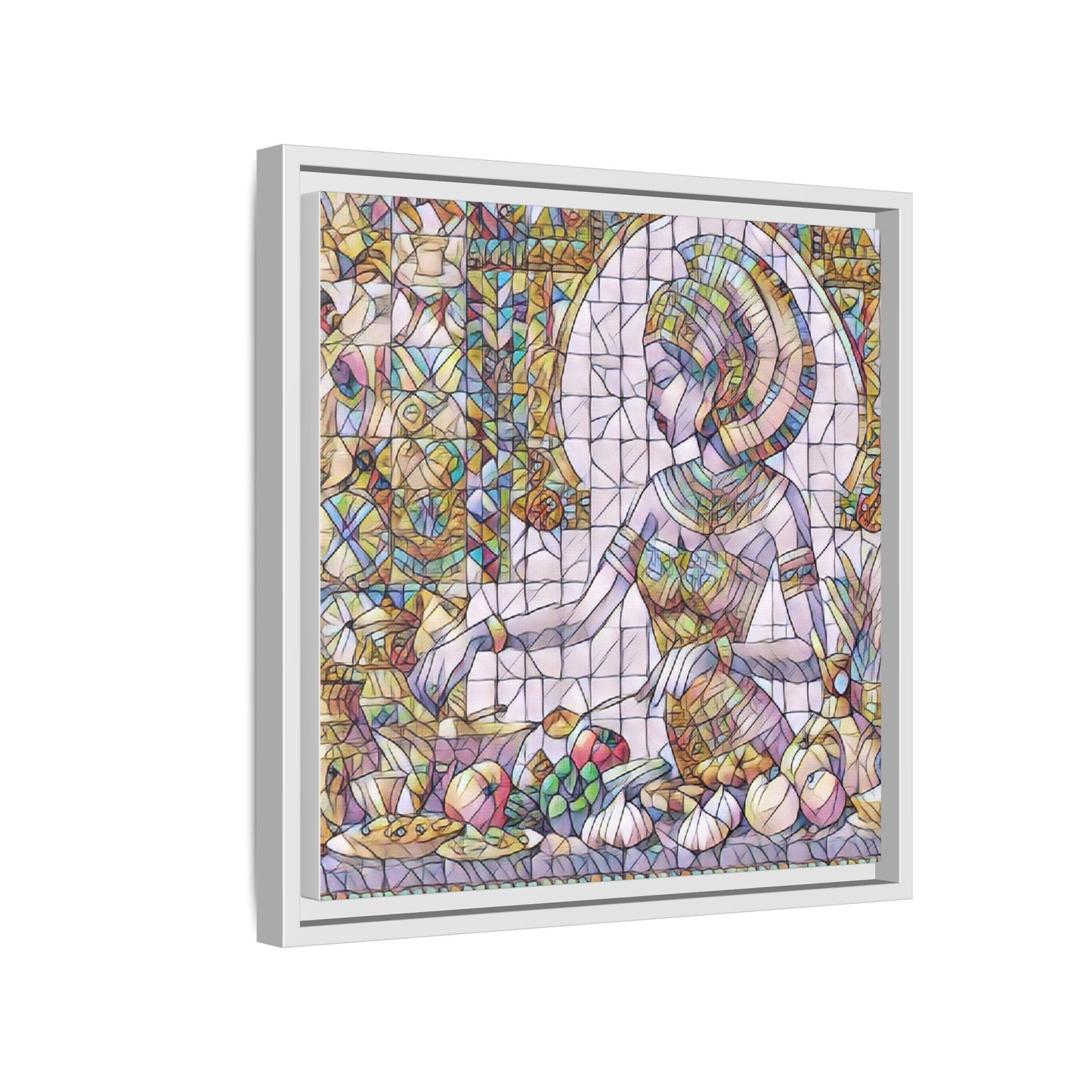 Egyptian Goddess Stained Glass Style Framed Canvas Art