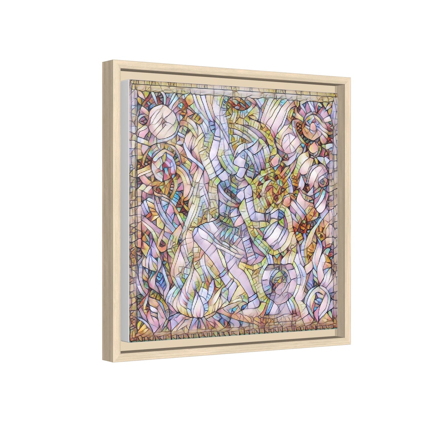 Abstract Stained Glass Dance Matte Framed Canvas