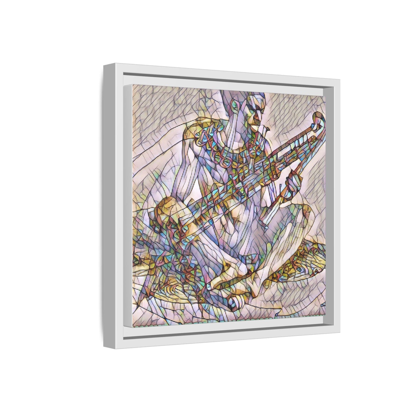 Framed Abstract Musician Canvas Art — Multicolor Modern Wall Decor