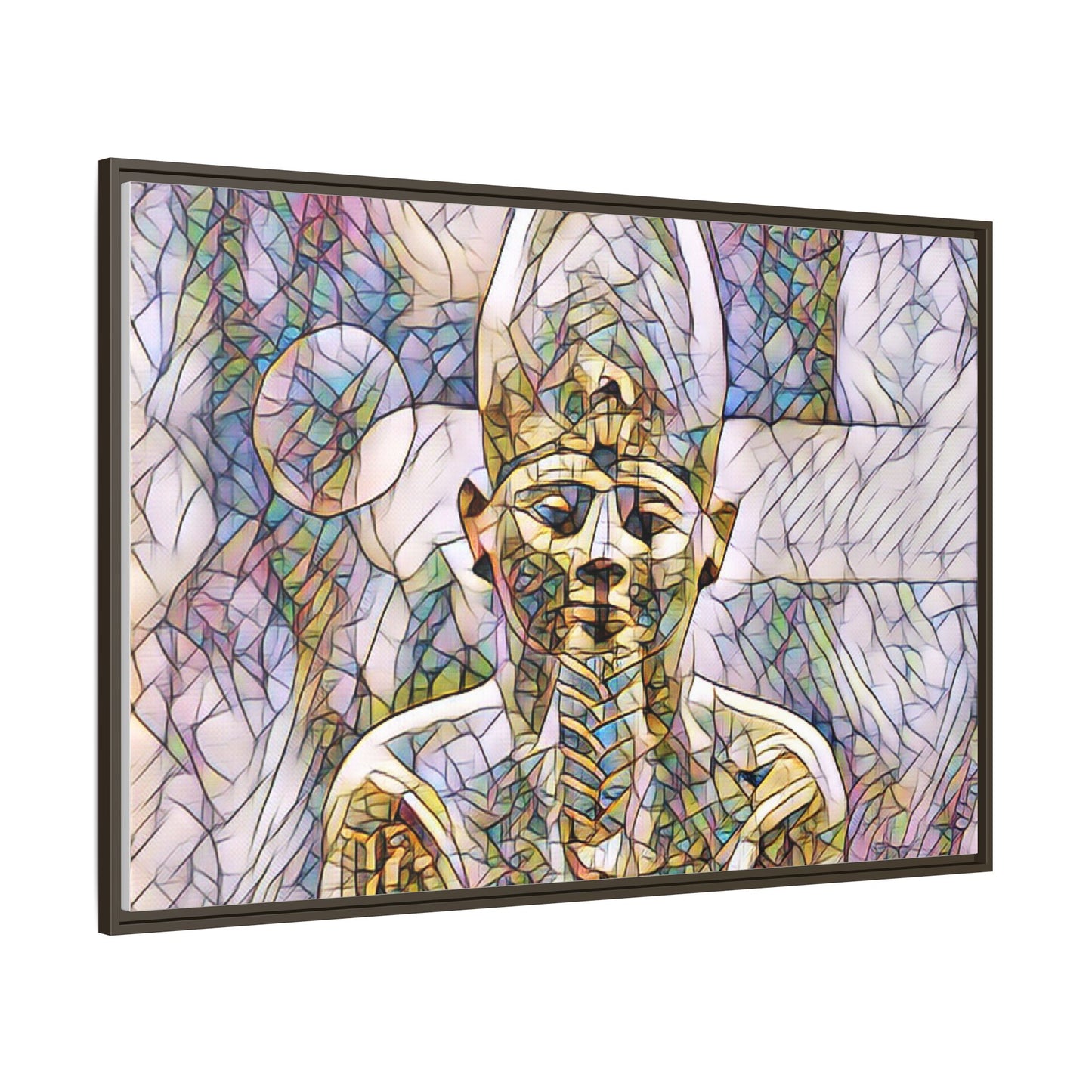 Egyptian Pharaoh Stained-Glass Style Matte Canvas Print, Framed