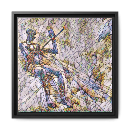 Abstract Stained-Glass Warrior Framed Canvas