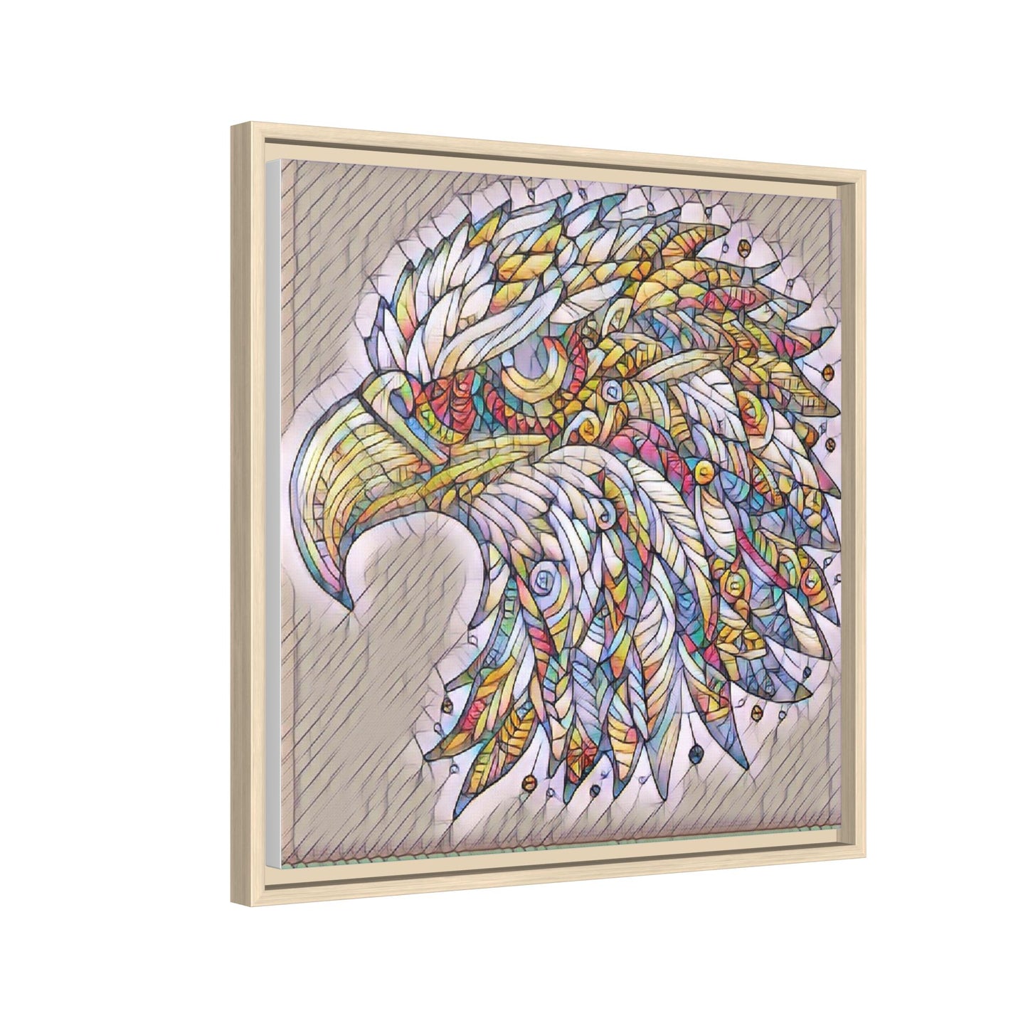 Colorful Eagle Head Matte Framed Canvas Art