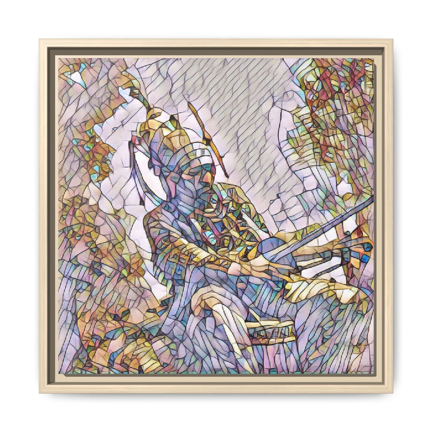 Framed Archery Canvas Print — Stained-Glass Archer Wall Art