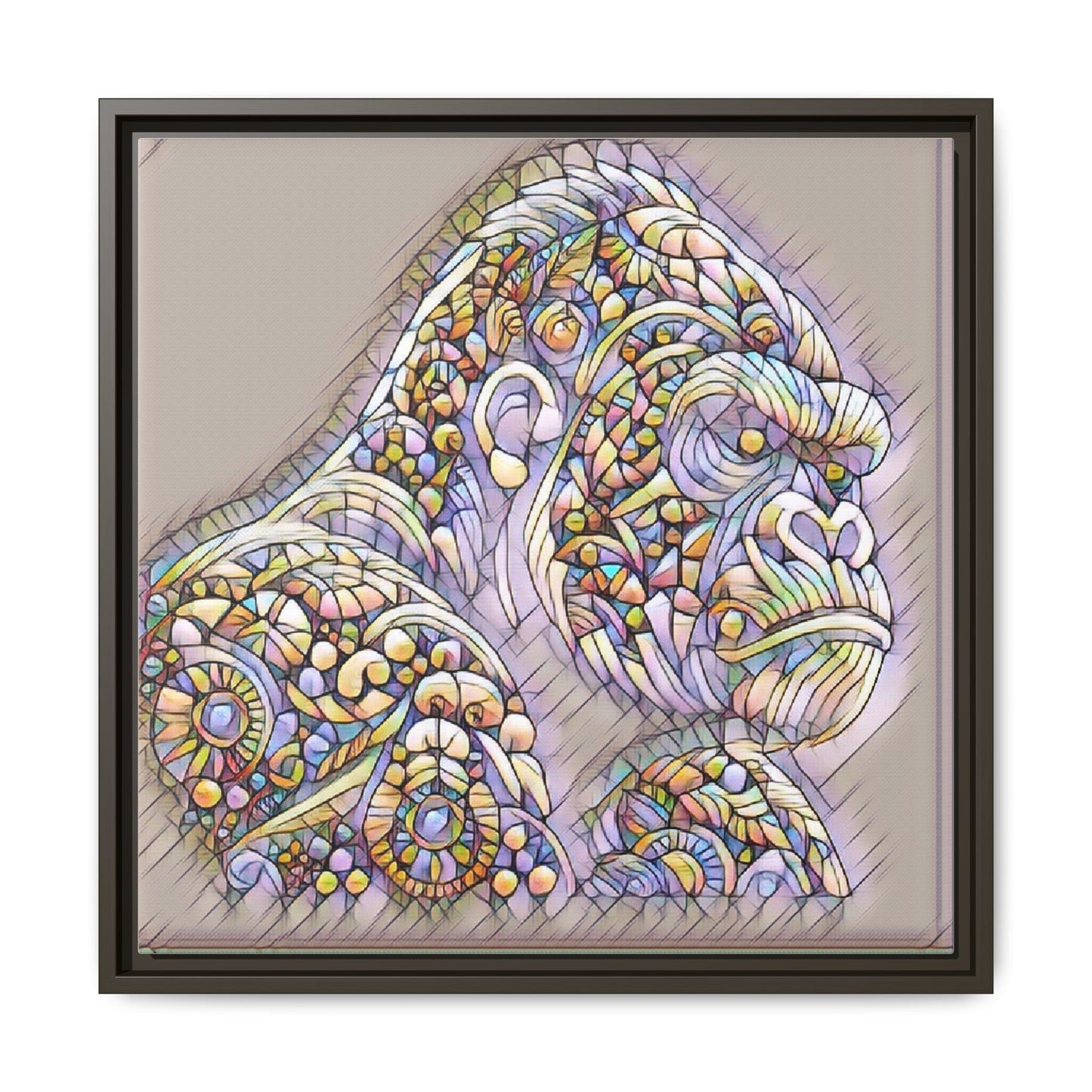 Colorful Ornate Gorilla Matte Canvas Framed Wall Art
