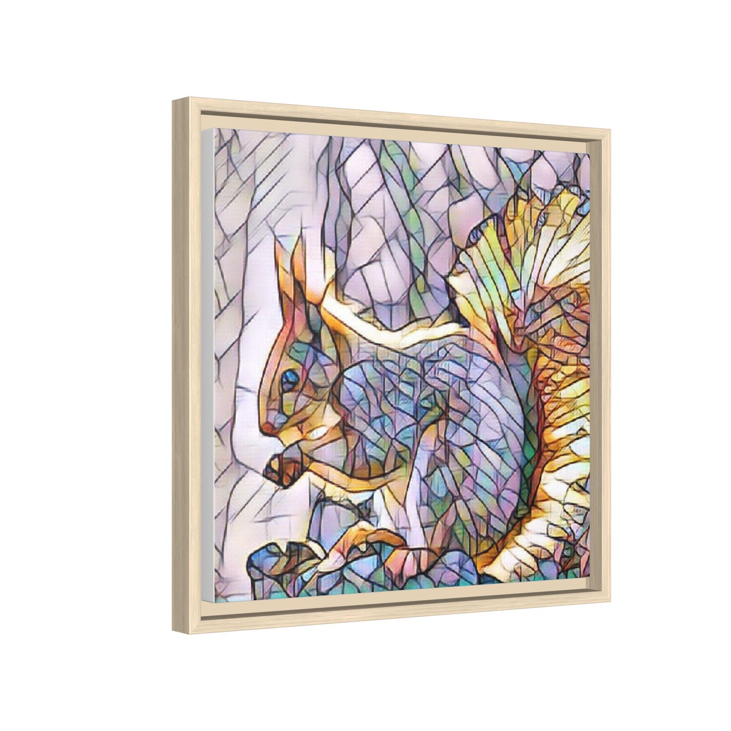 Framed Squirrel Mosaic Matte Canvas Wall Art