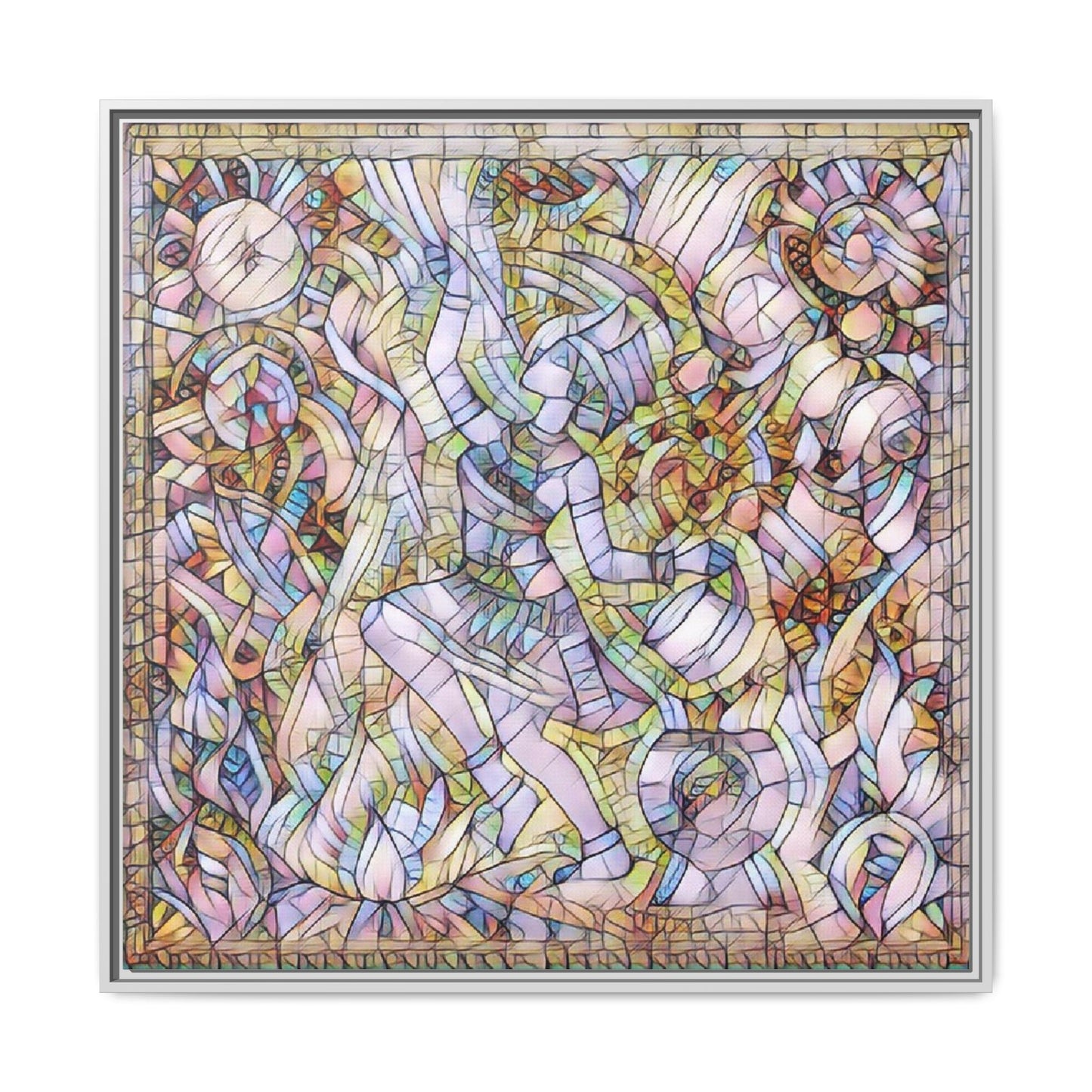 Abstract Stained Glass Dance Matte Framed Canvas