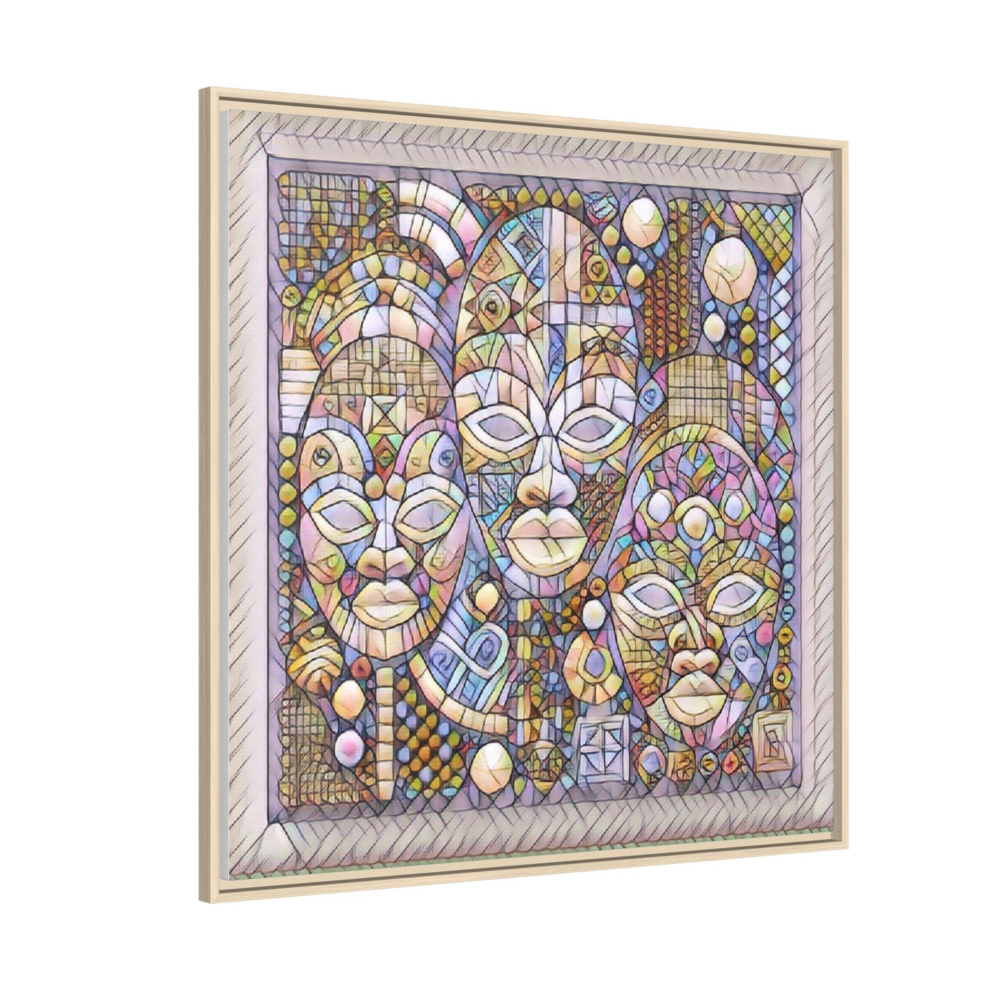 Abstract African Mask Art — Framed Matte Canvas Wall Art