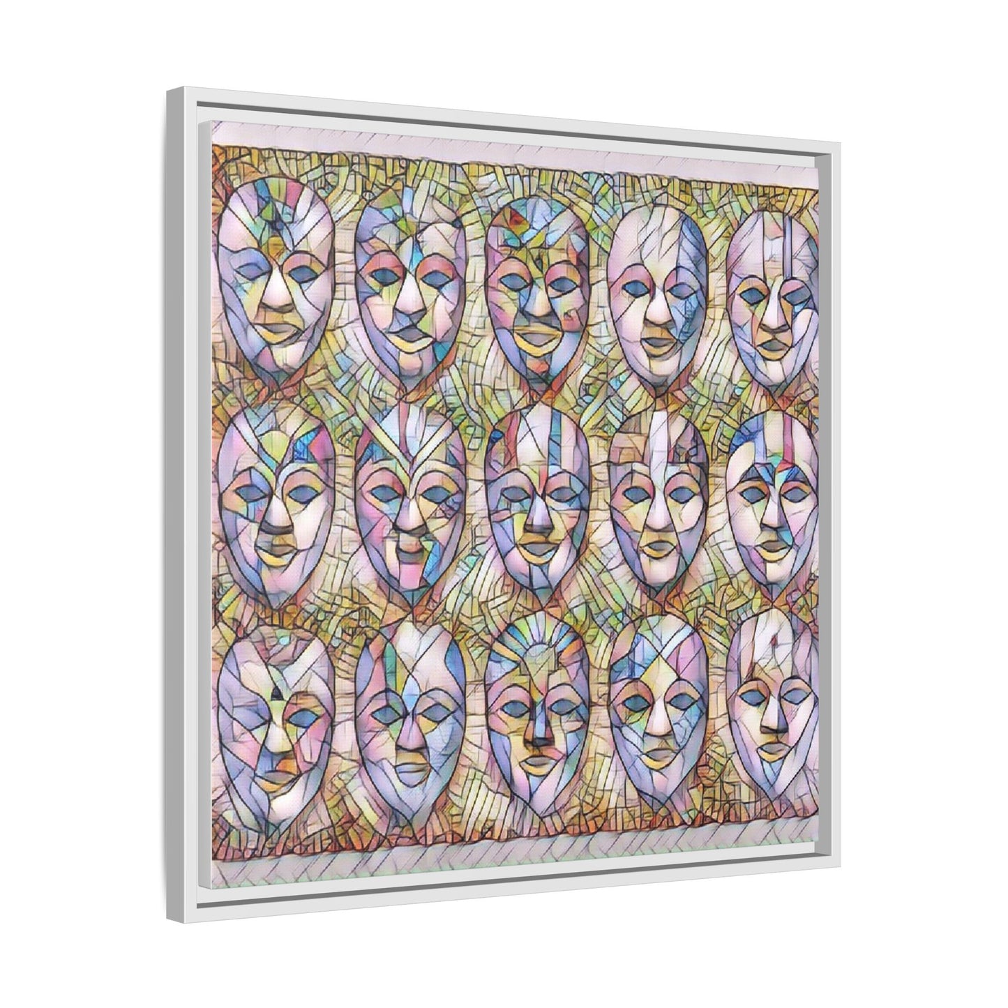 Abstract Mask Art Matte Canvas Print — Framed Multicolor Wall Art