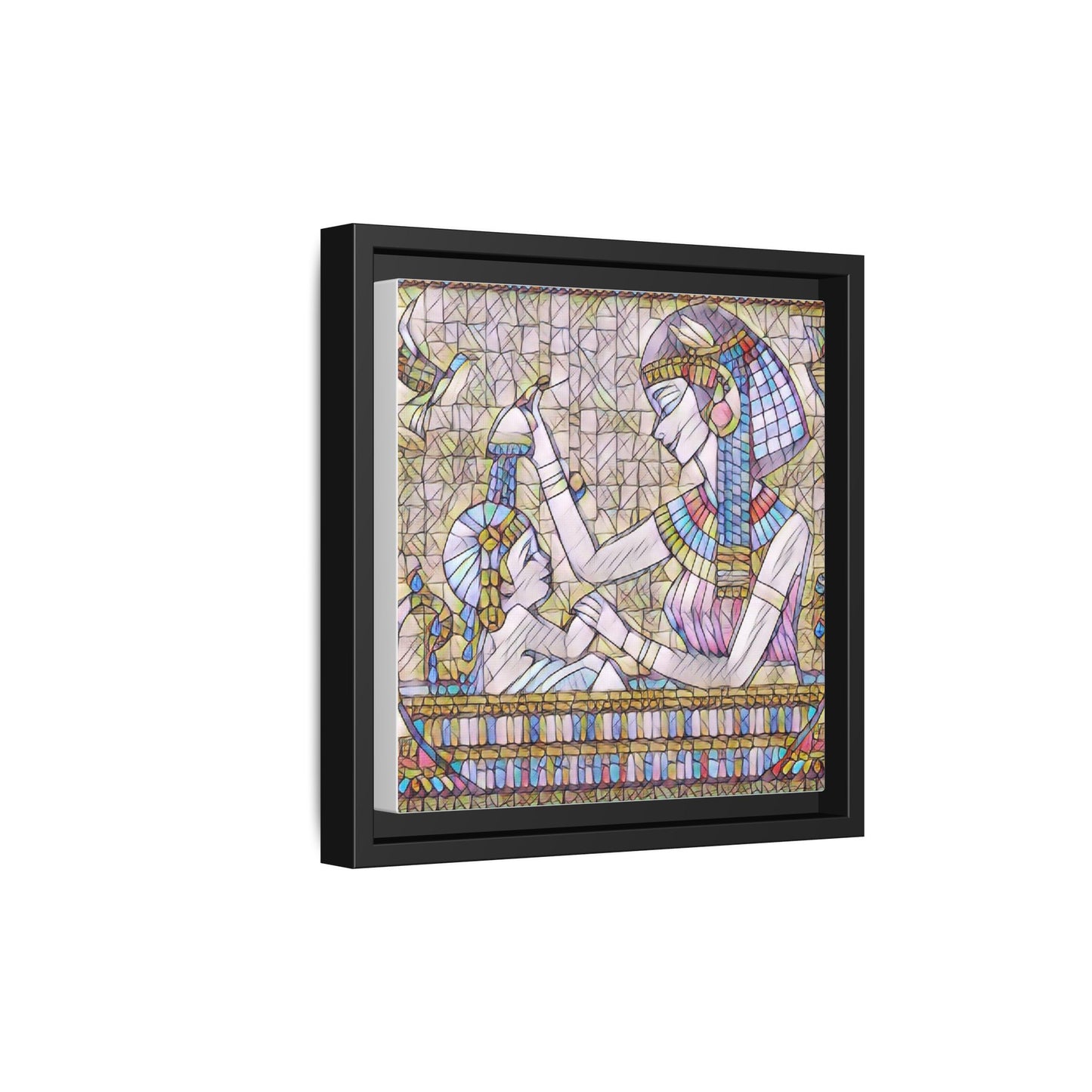 Egyptian Mosaic Mother & Child Framed Matte Canvas