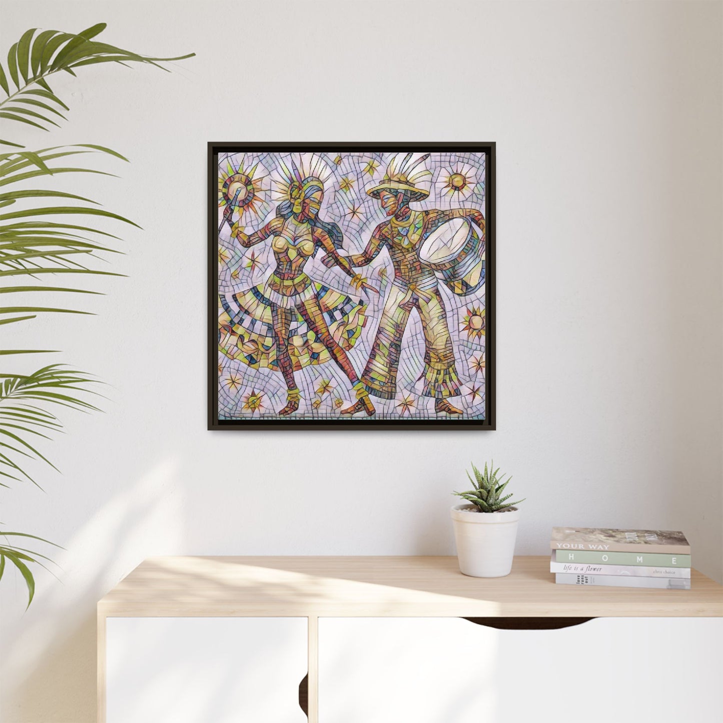 Carnival Dancers Framed Canvas Art — Colorful Samba Rhythm Wall Decor