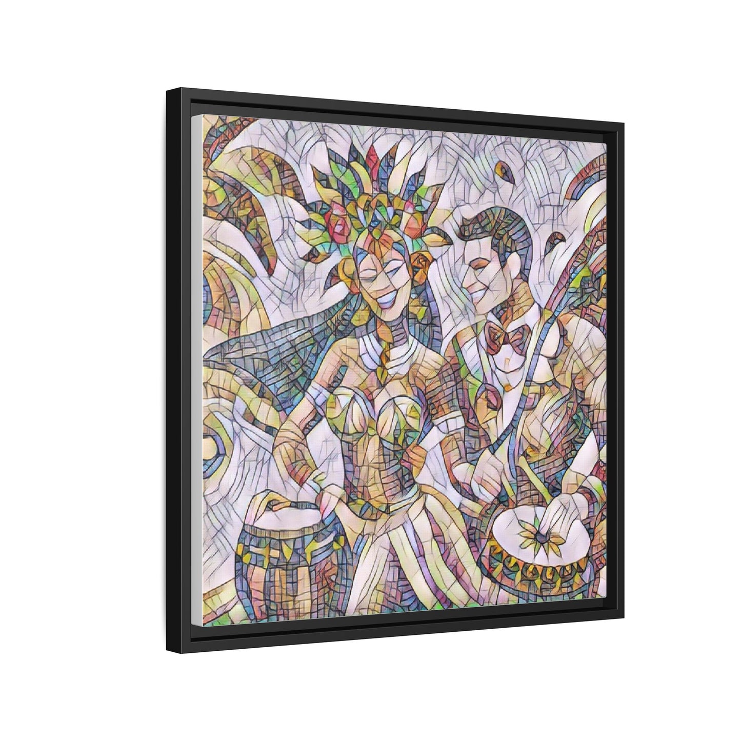 Carnival Samba Dancers Framed Canvas Art — Colorful Brazilian Festival Wall Decor