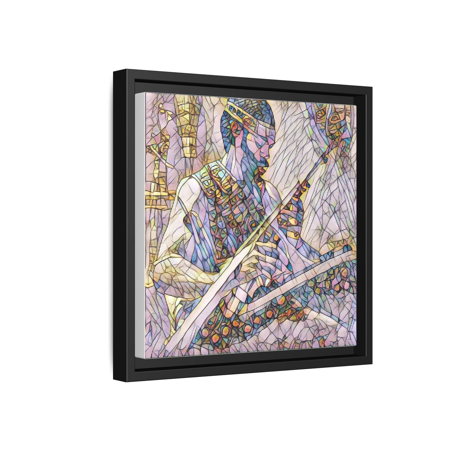 Framed Matte Canvas — Abstract Musician Stained-Glass Art Print