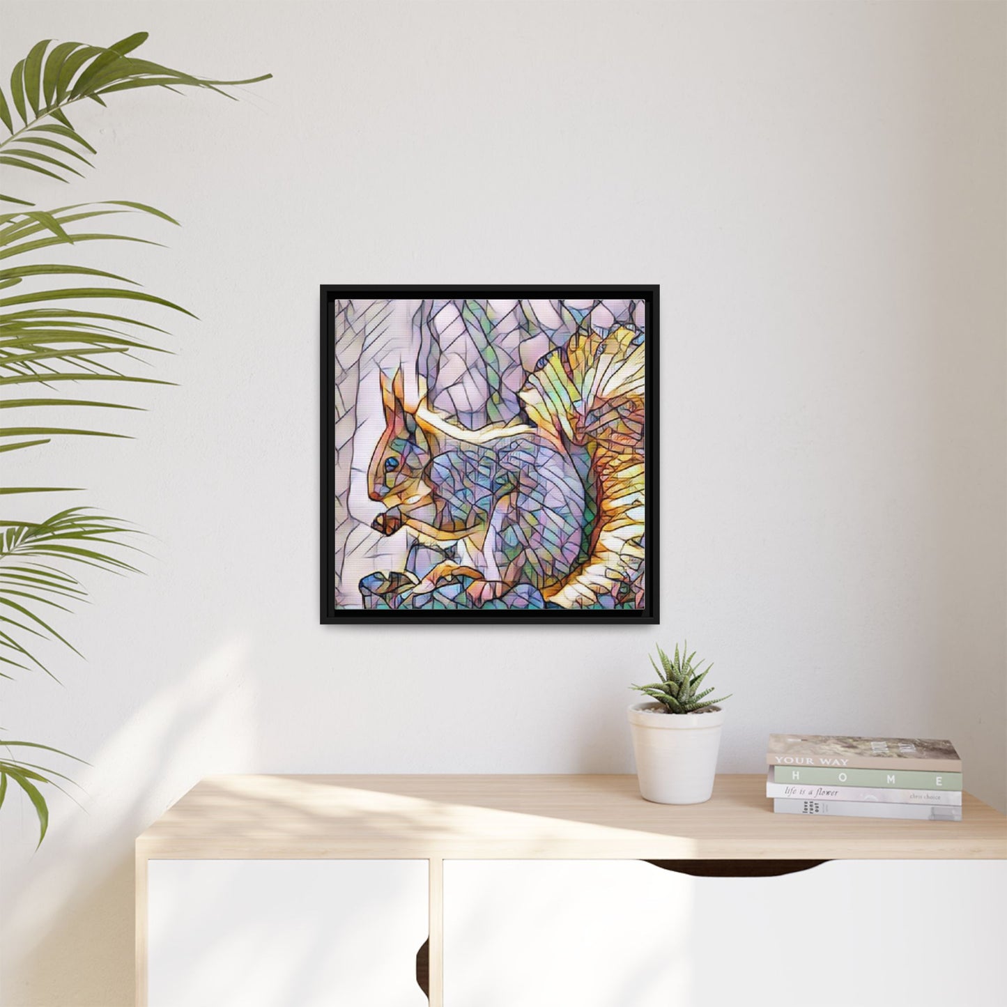 Framed Squirrel Mosaic Matte Canvas Wall Art