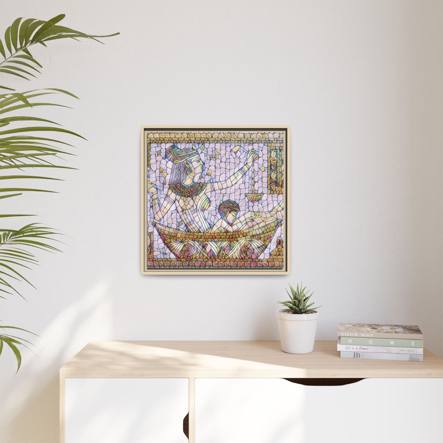 Egyptian Mosaic Goddess Matte Canvas Print (Framed)
