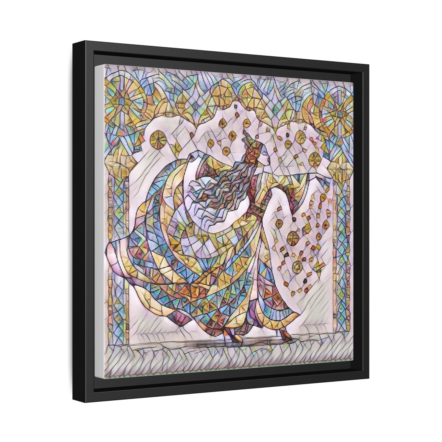 Stained Glass Dancing Dervish Framed Canvas Art