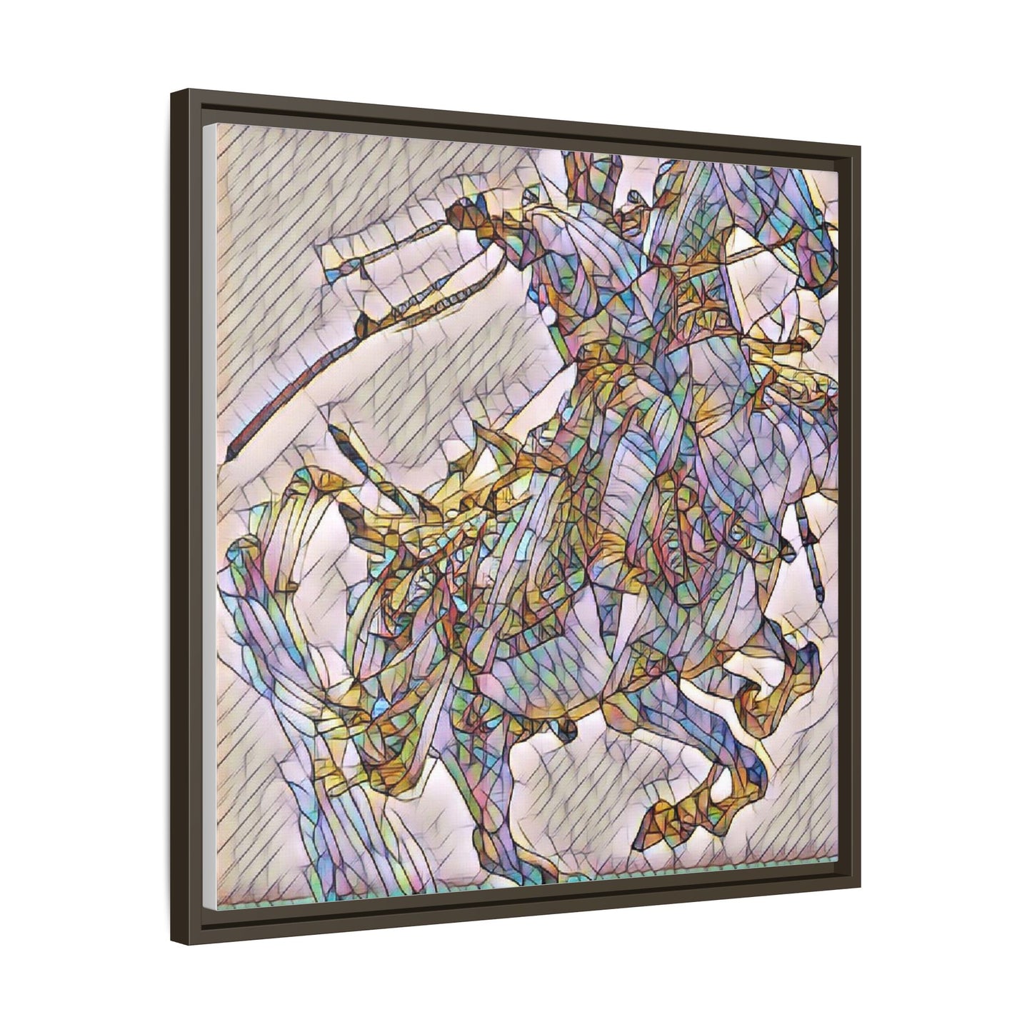 Framed Abstract Stained-Glass Horse Canvas