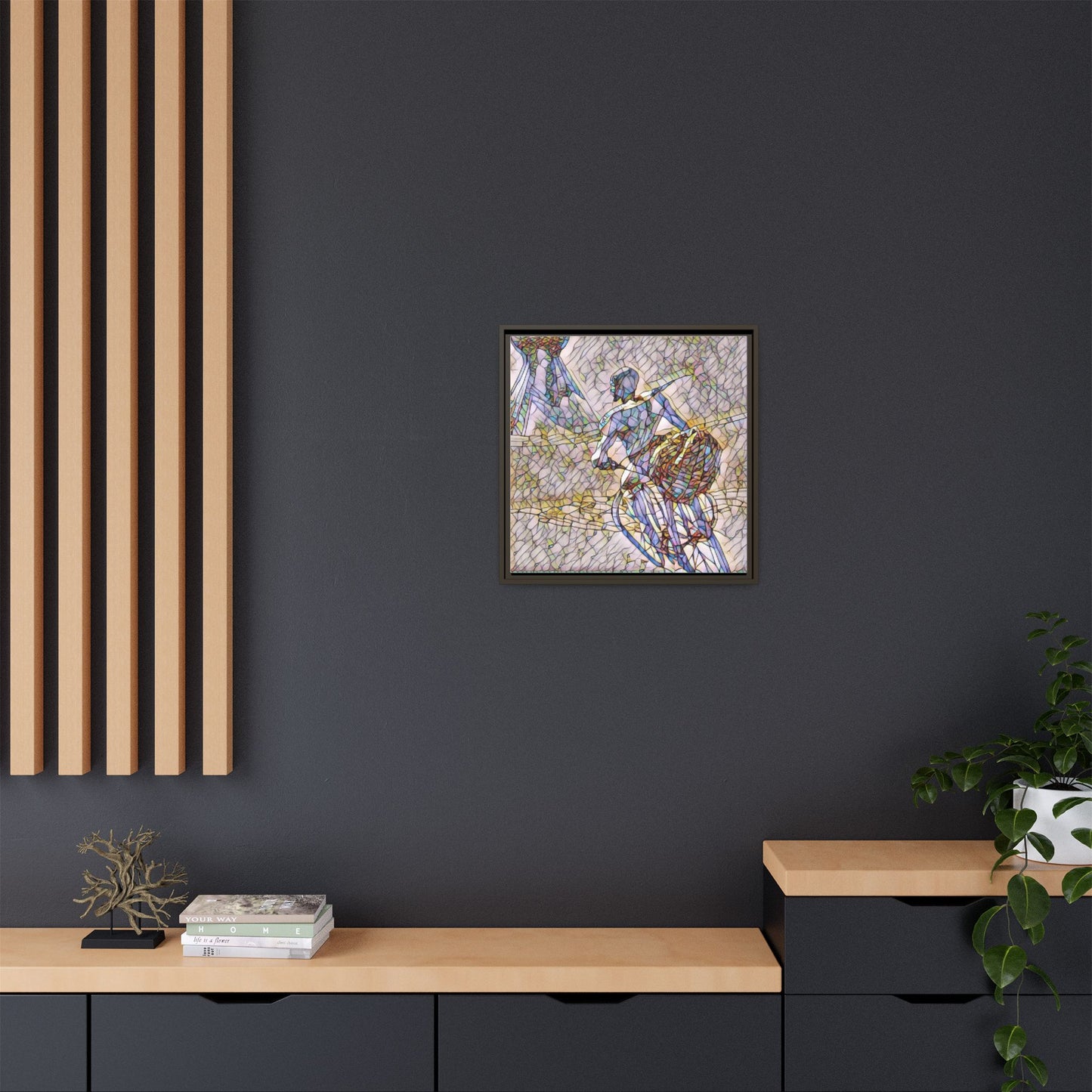Abstract Stained-Glass Warrior Matte Framed Canvas