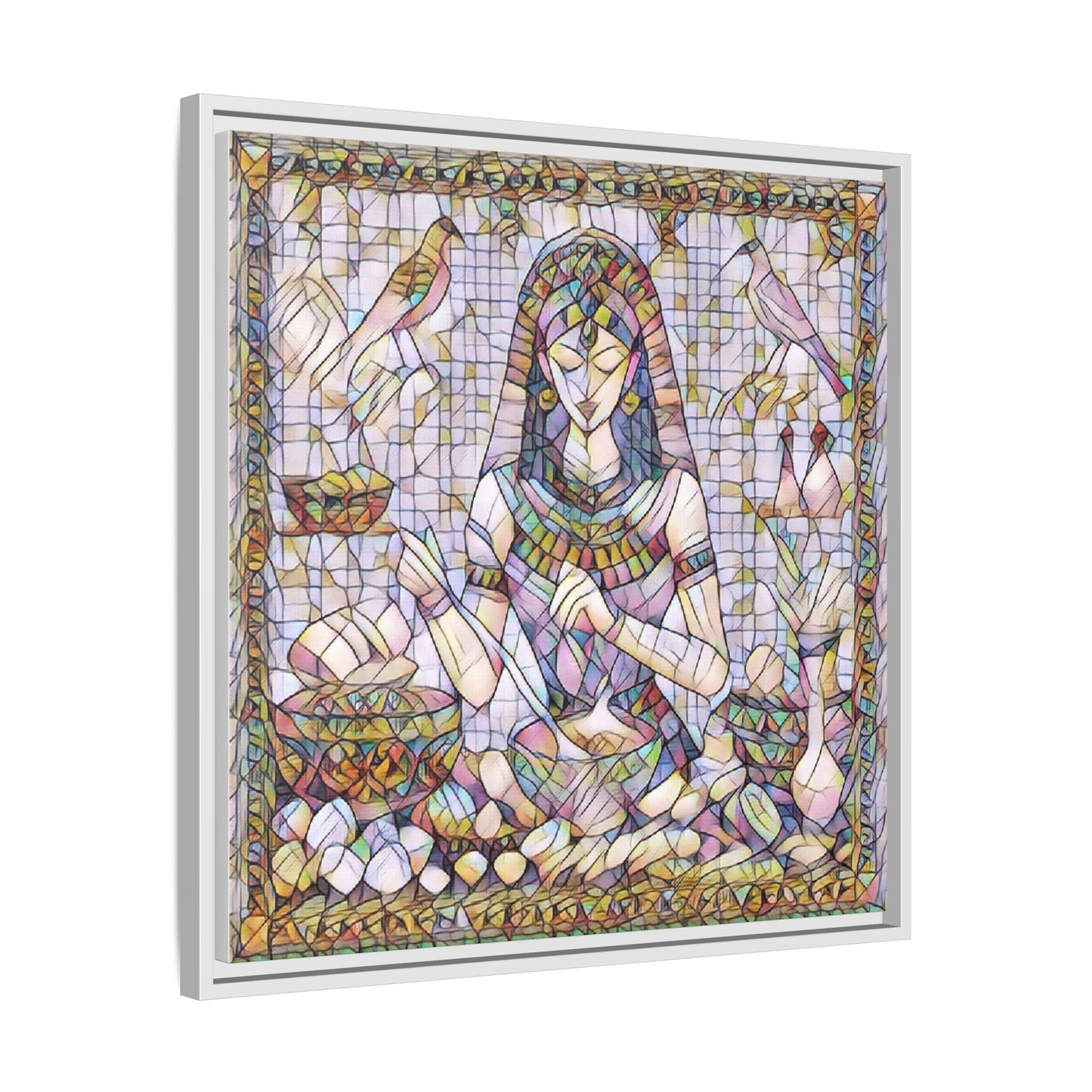 Egyptian Goddess Mosaic Framed Canvas Art