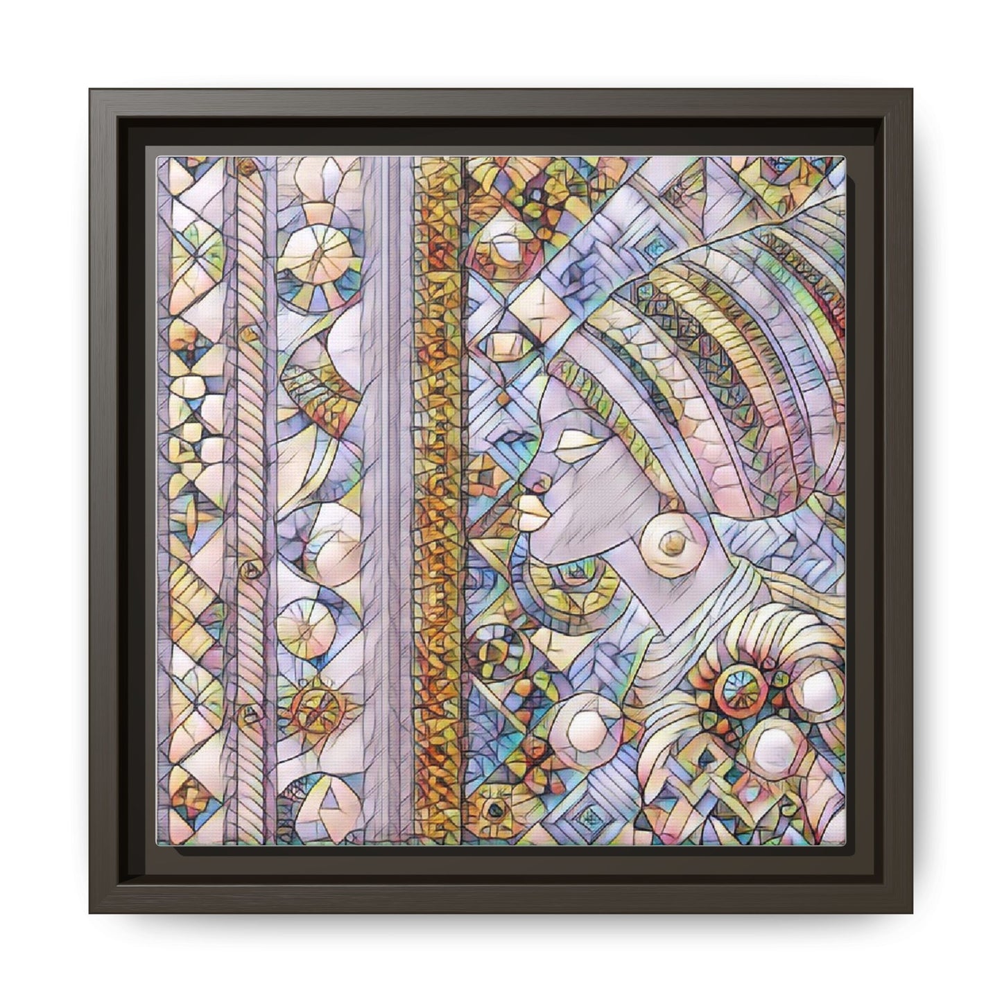 Afrocentric Stained-Glass Portrait Matte Framed Canvas