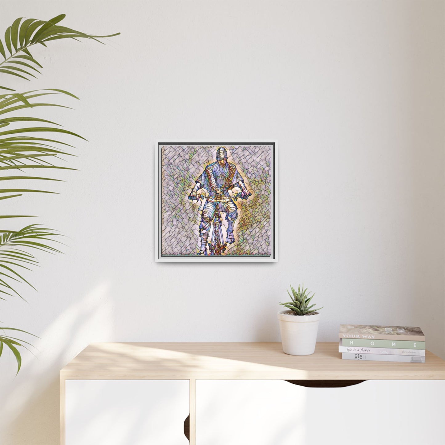 Yekhee Bicycle Rider - Framed Canvas Wall Art Print | Cycling Decor