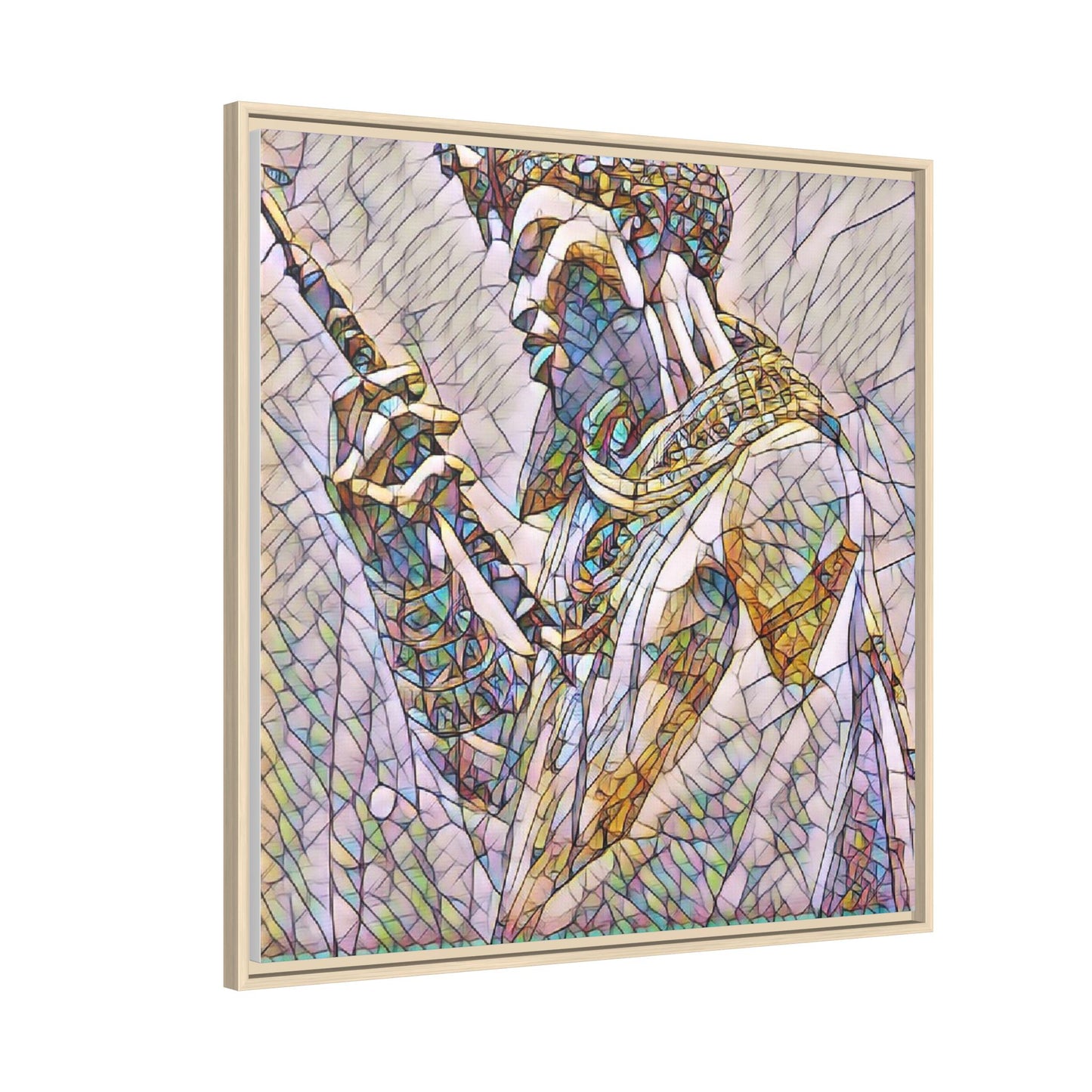 Egyptian Pharaoh Stained Glass Art — Framed Matte Canvas