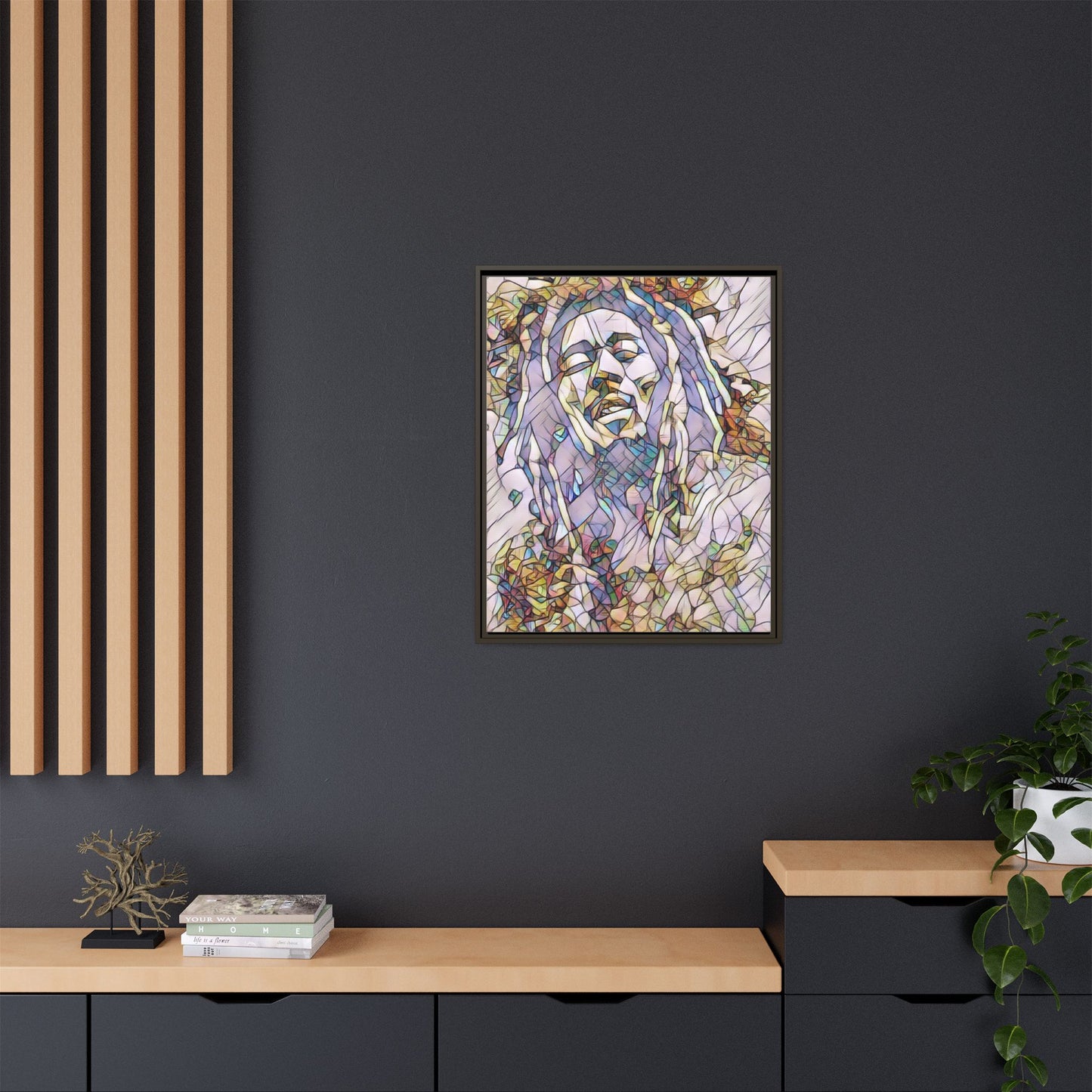Abstract Multicolor Portrait Matte Canvas Framed Wall Art