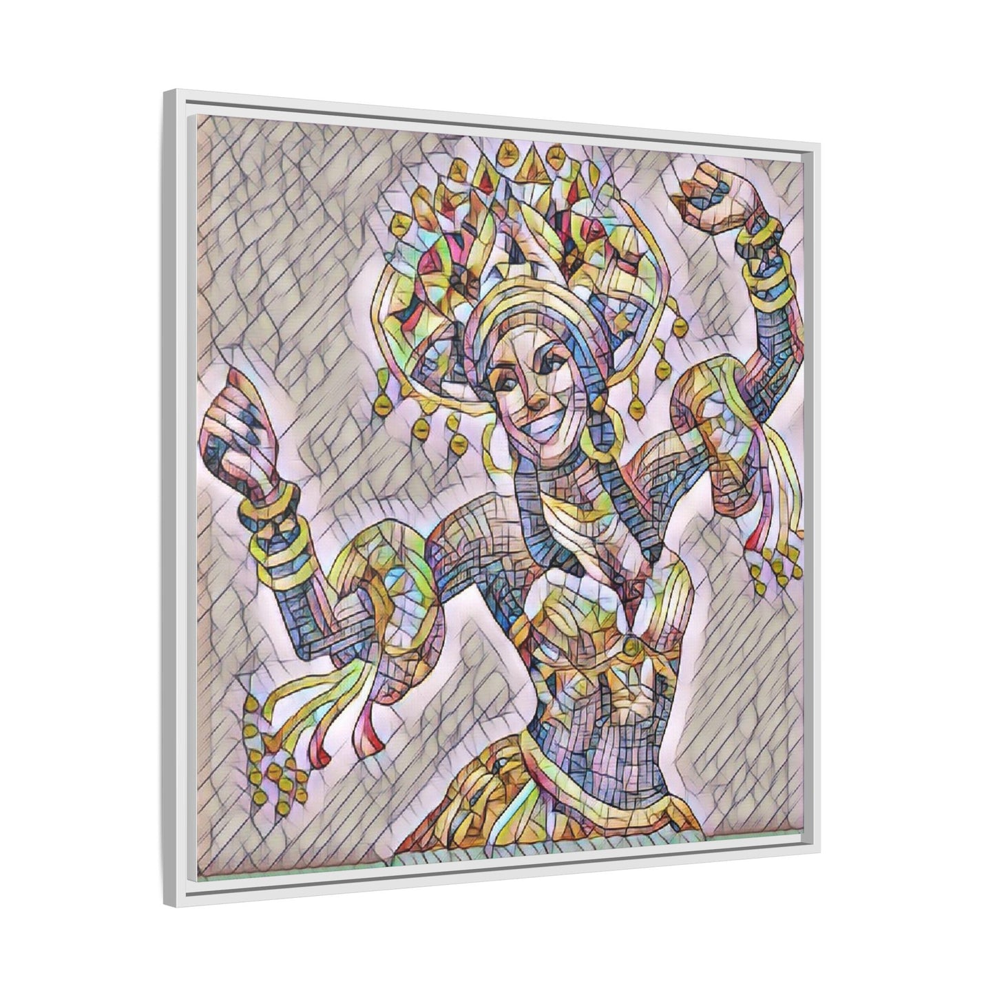 Framed Matte Canvas: Colorful Carnival Dancer Artwork – Vibrant Ethnic Dance Wall Art