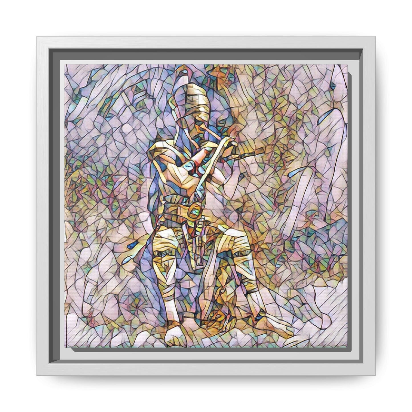 Framed Matte Canvas - Stained Glass Knight Artwork