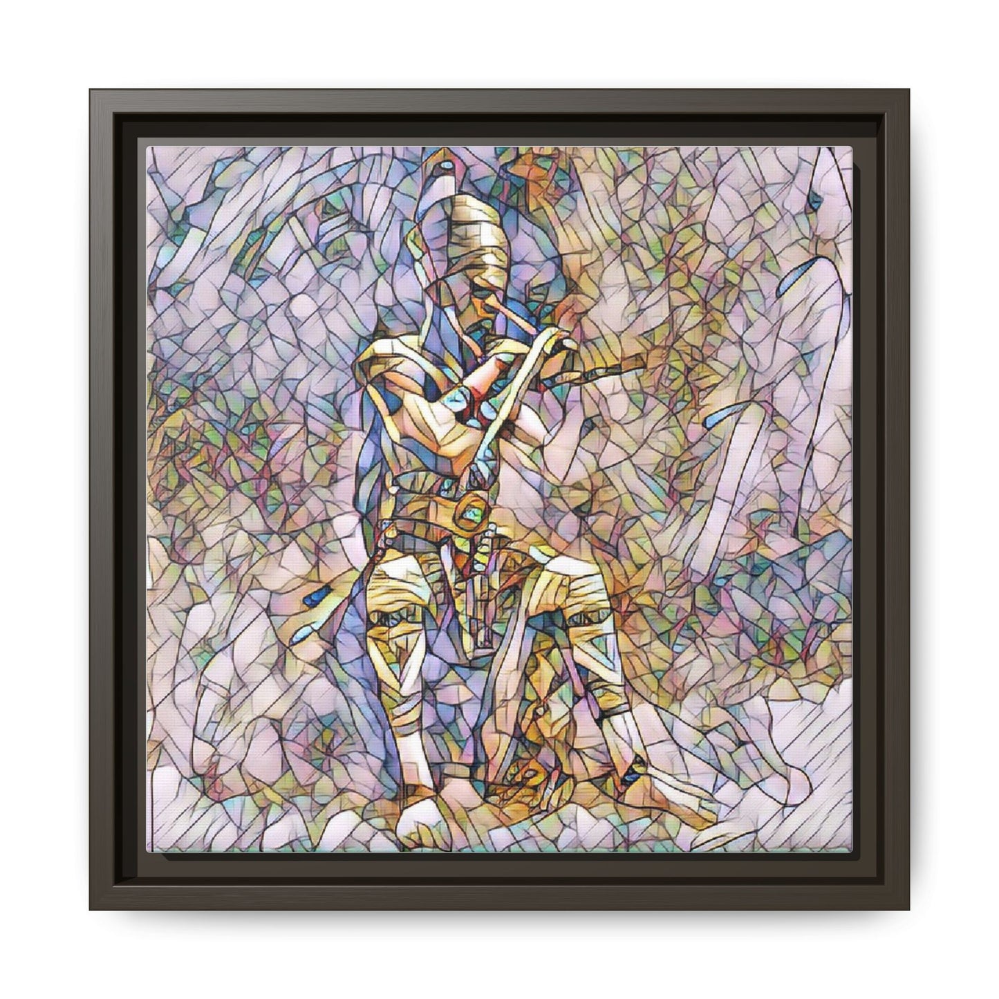 Framed Matte Canvas - Stained Glass Knight Artwork