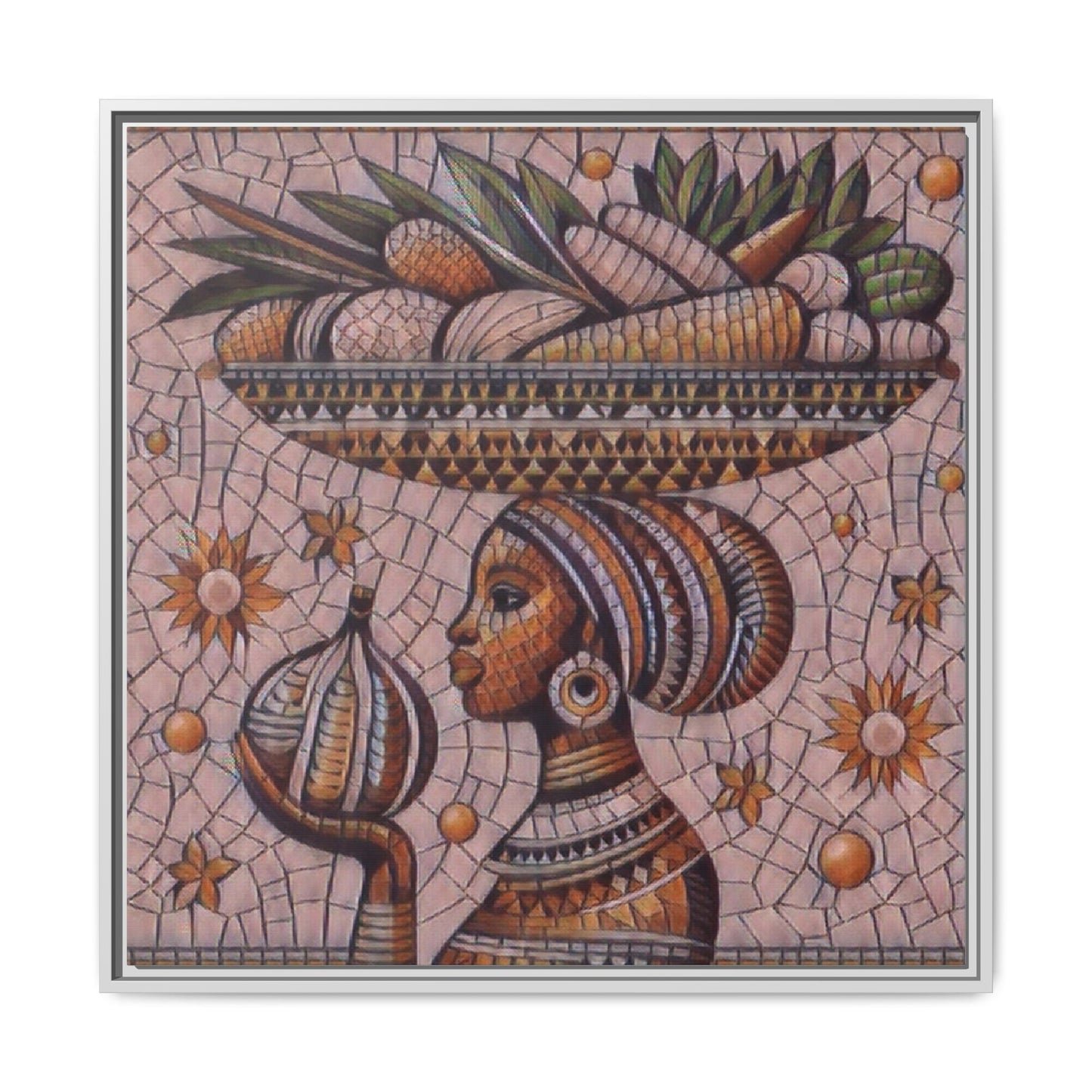 Egyptian Mosaic Goddess Matte Framed Canvas Wall Art