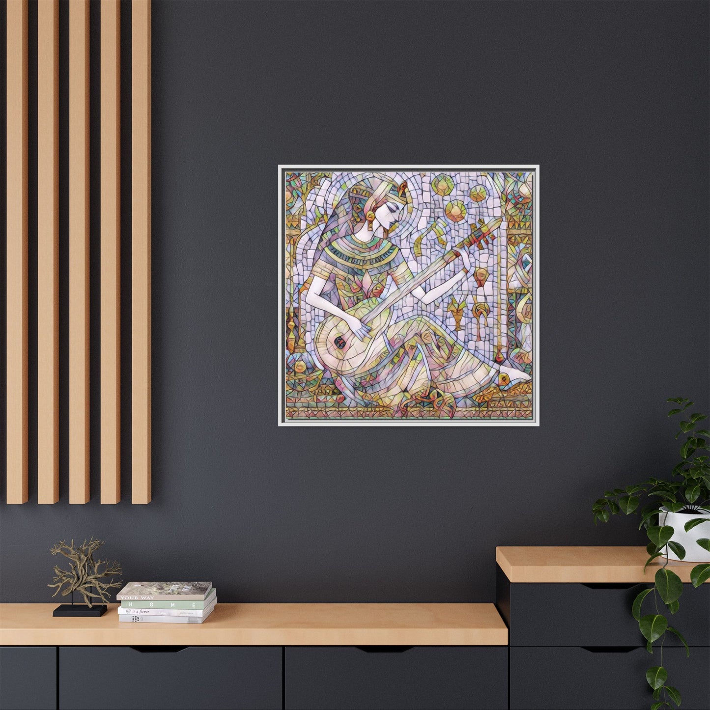 Egyptian Muse Mosaic Matte Canvas Framed Wall Art
