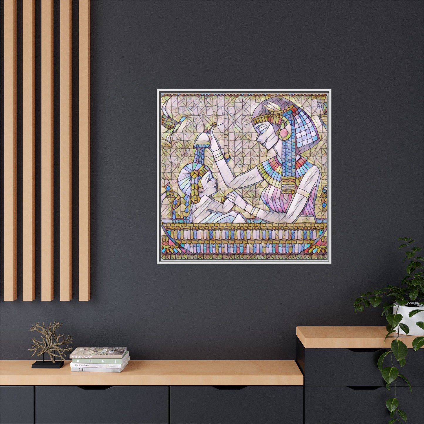 Egyptian Mosaic Mother & Child Framed Matte Canvas