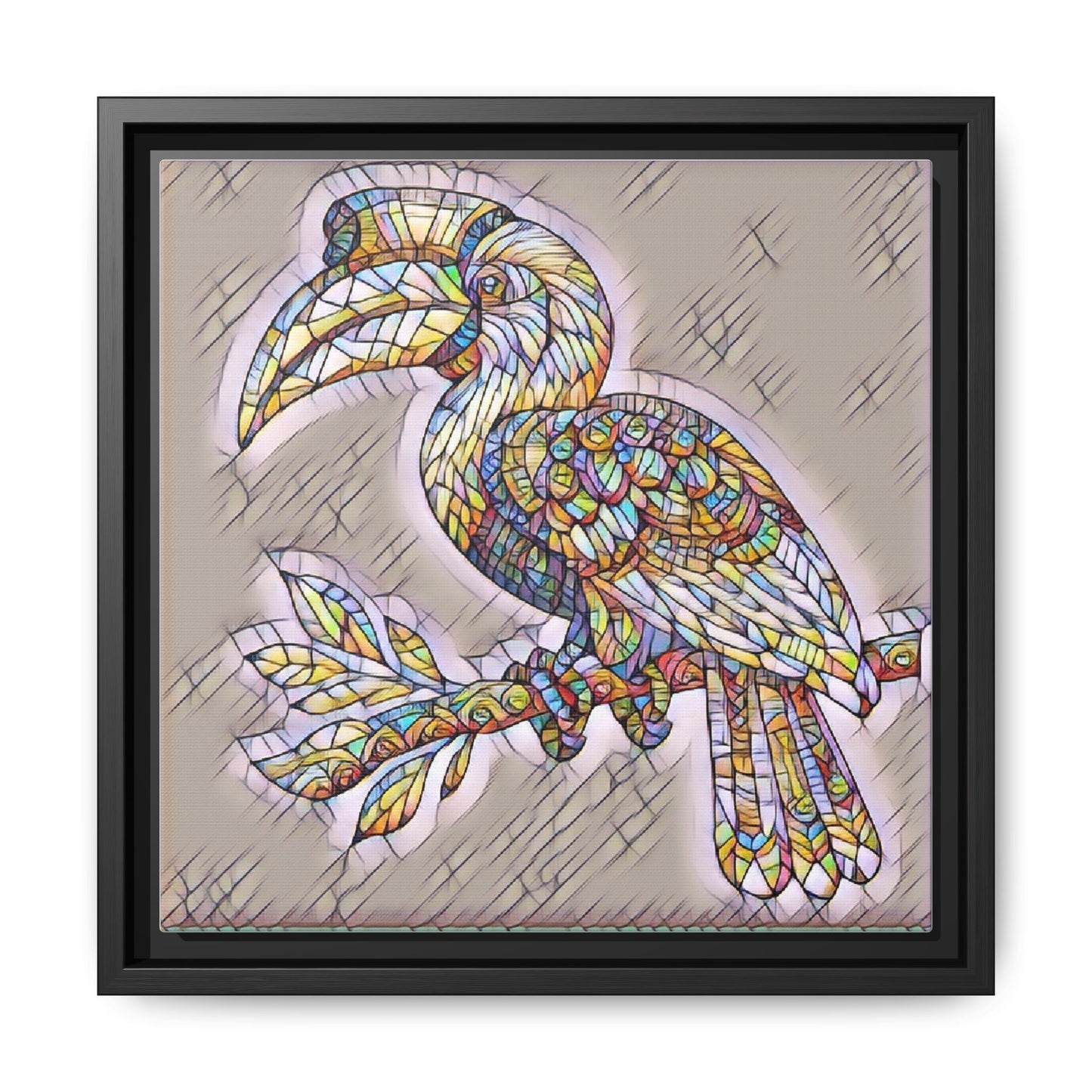 Colorful Stained Glass Toucan Matte Canvas Framed Wall Art