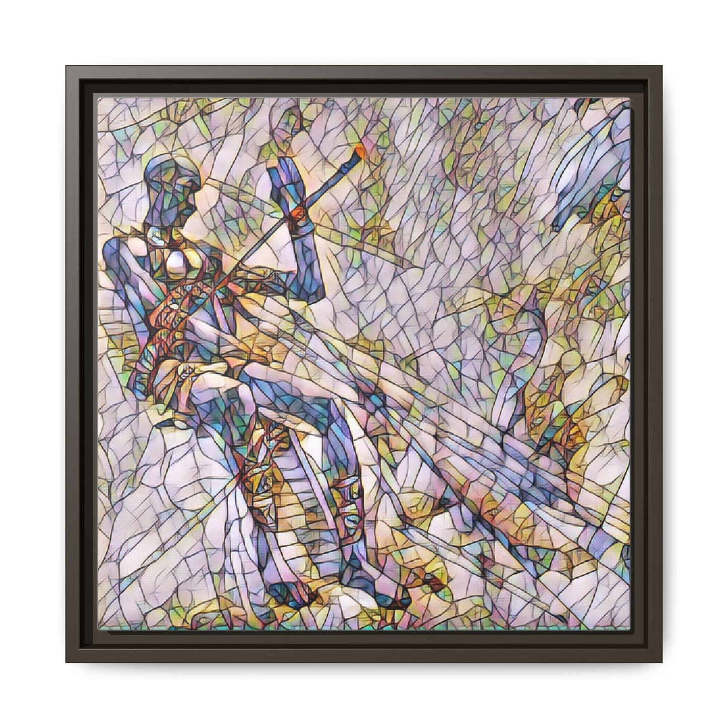Abstract Stained-Glass Warrior Framed Canvas